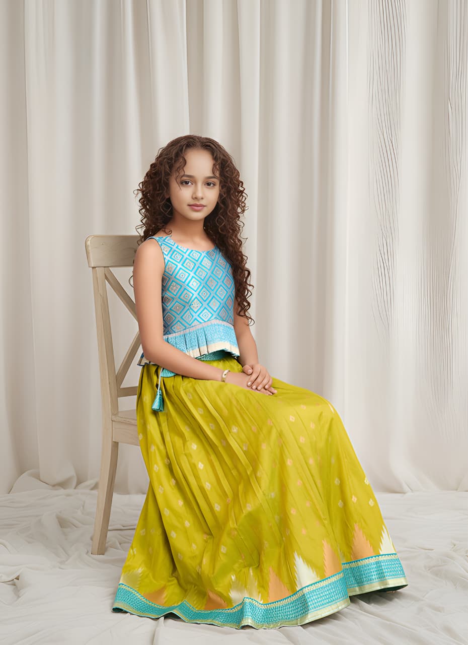 Kids Silk Blend Deisgner Lehenga Set