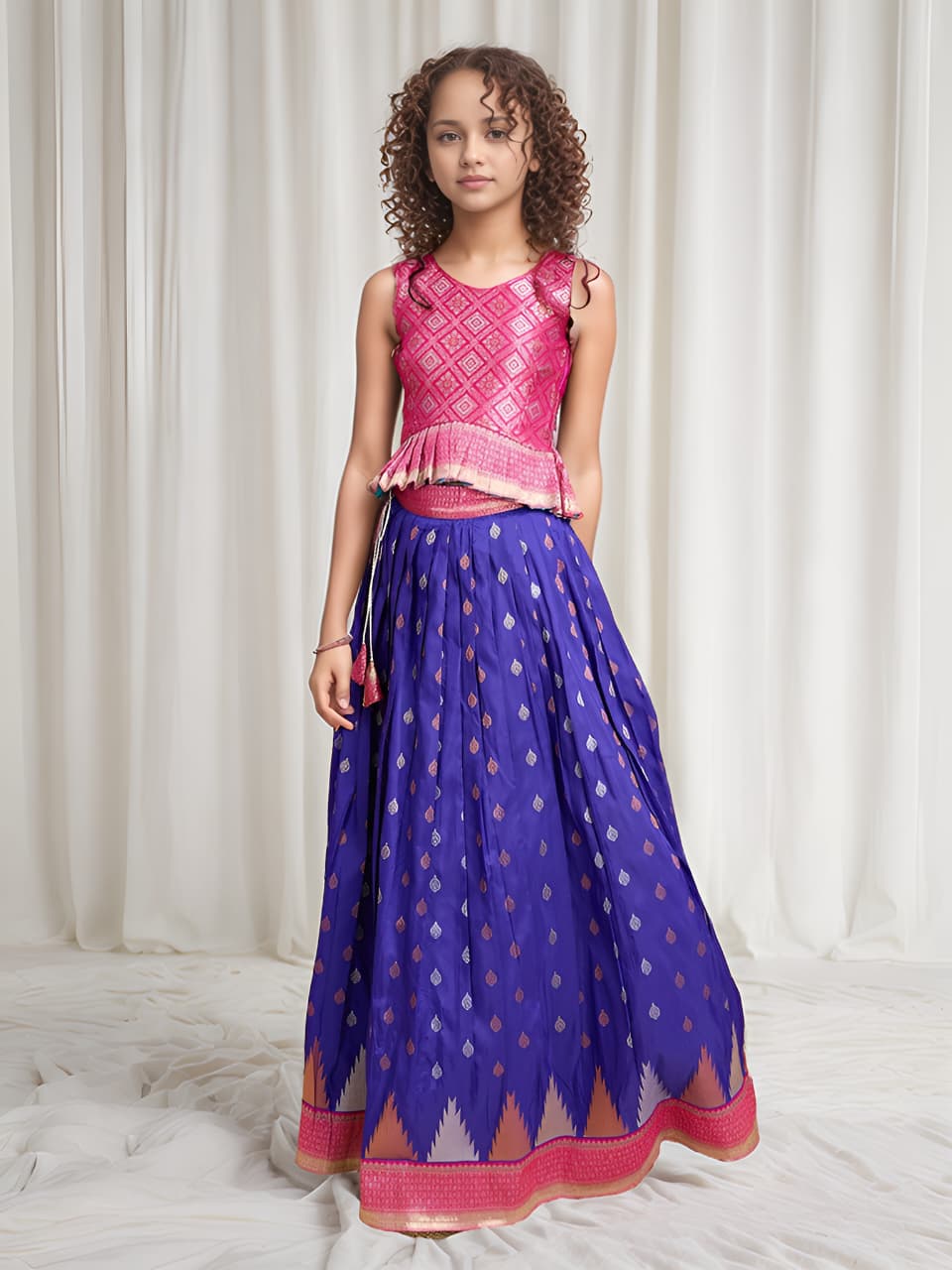 Kids Silk Blend Deisgner Lehenga Set