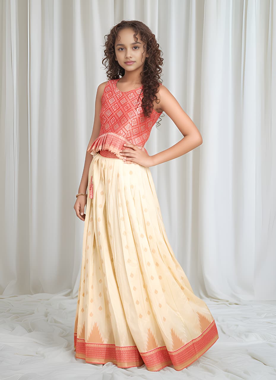 Kids Silk Blend Deisgner Lehenga Set