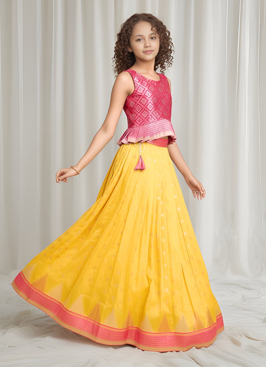 Kids Silk Blend Deisgner Lehenga Set