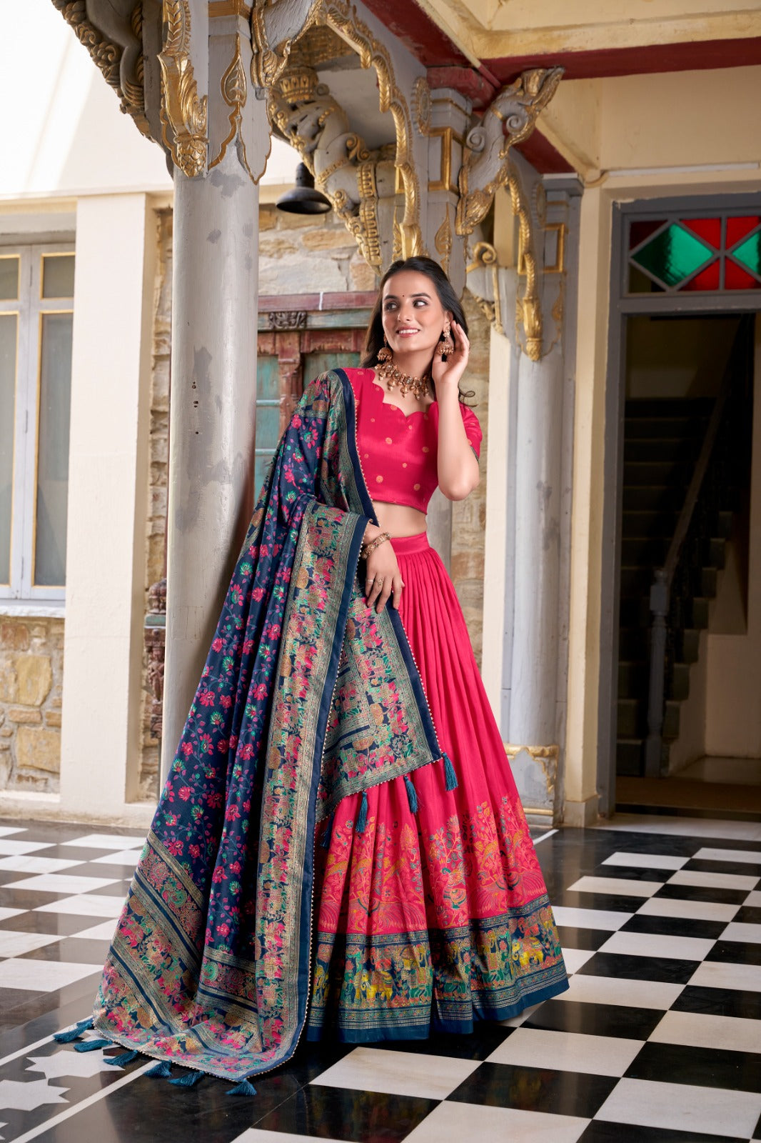 Party Wear Tasar Silk Lehenga Choli