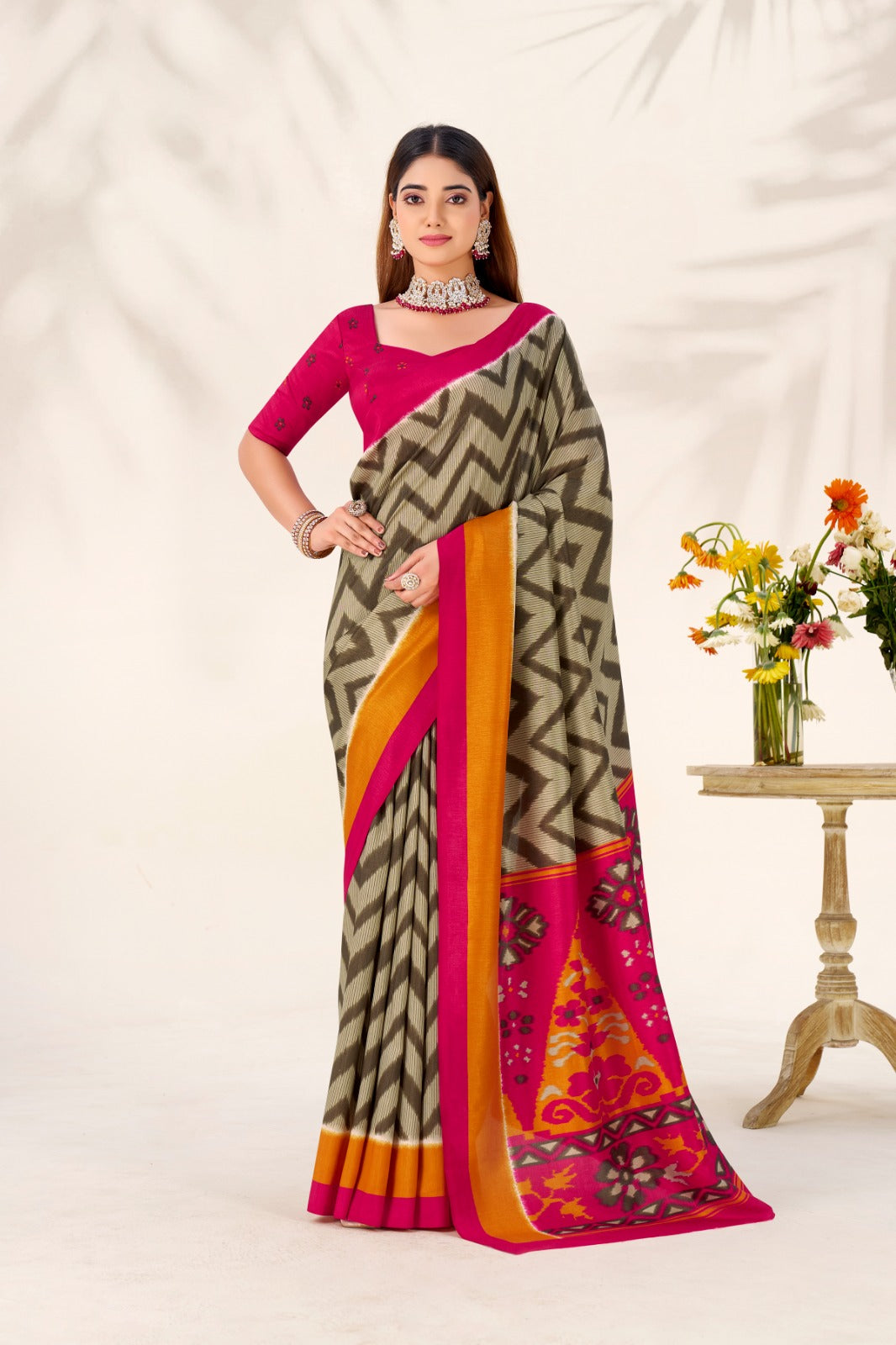 Tasar Silk Printed Saree