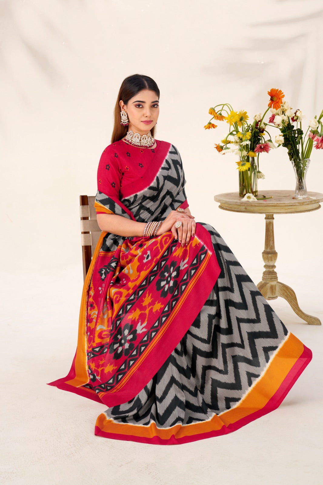 Tasar Silk Printed Saree