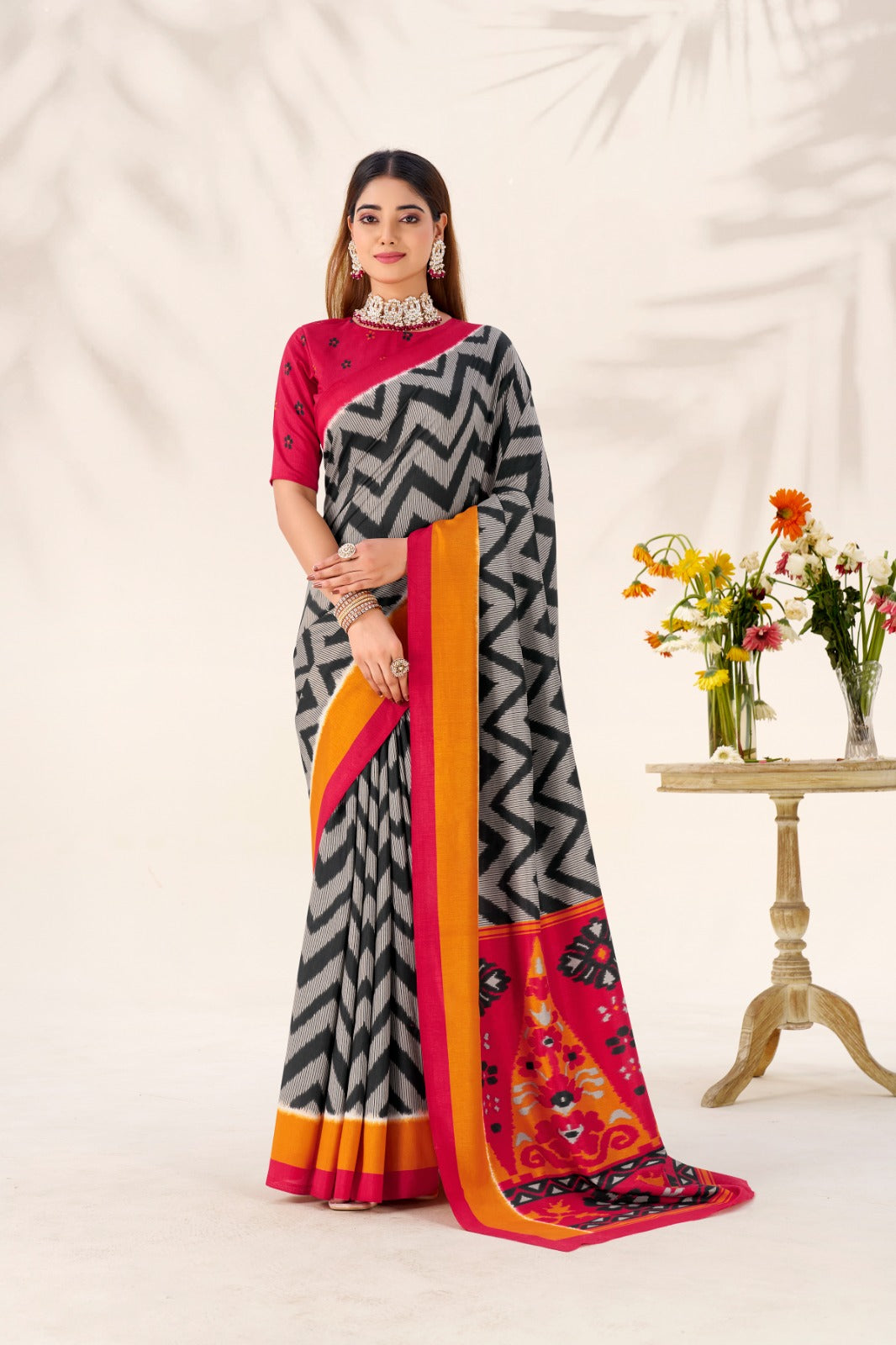 Tasar Silk Printed Saree