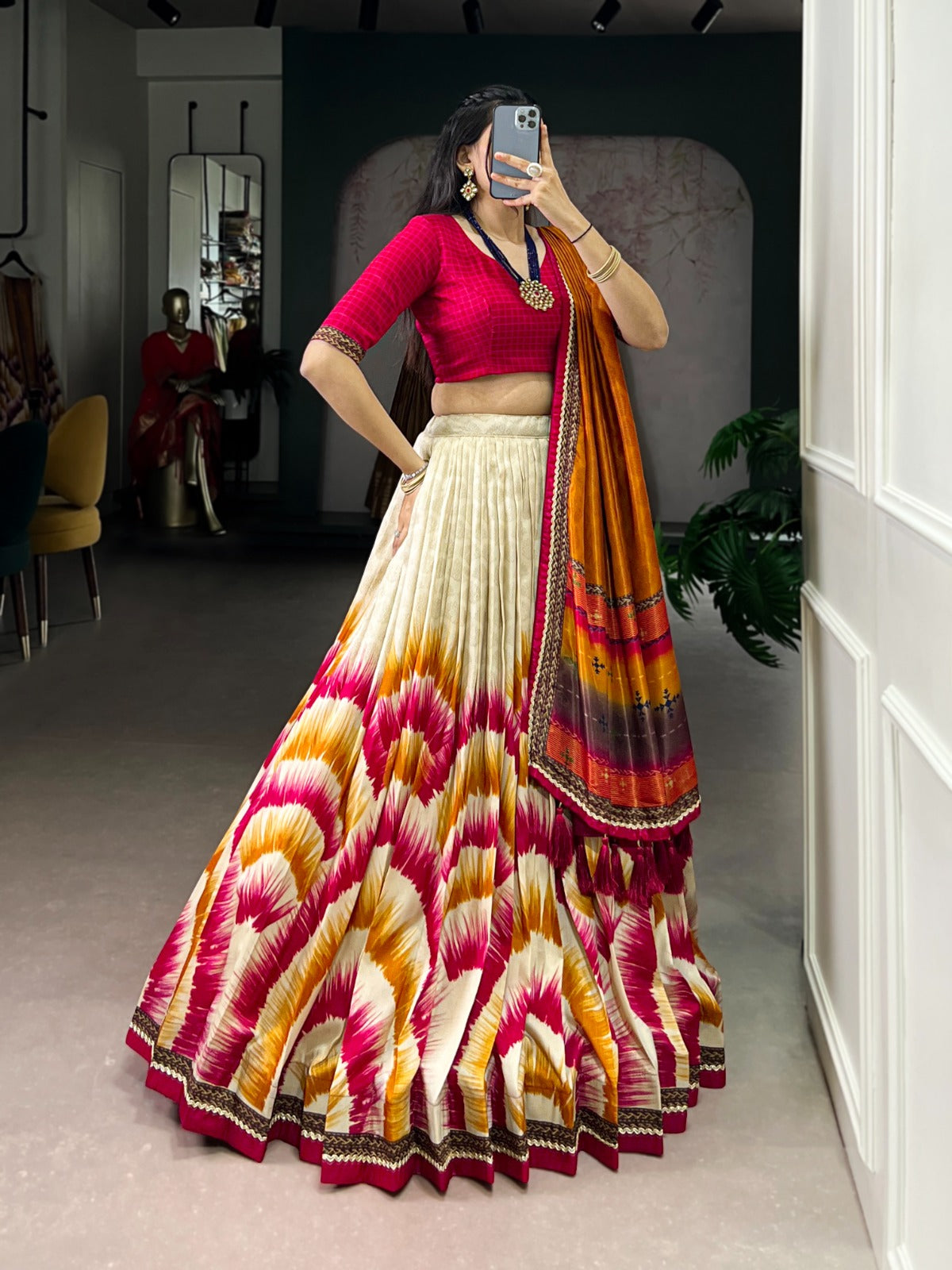 Tasar Silk Lehenga Set