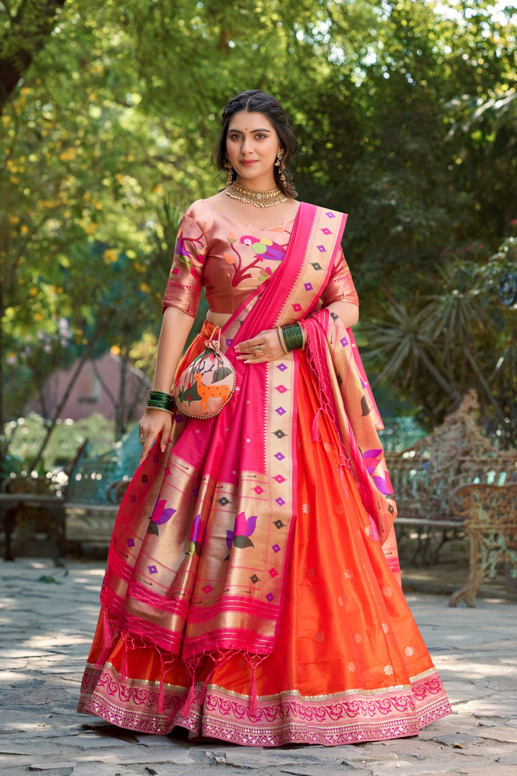 Jacquard Silk Paithani Lehenga Choli