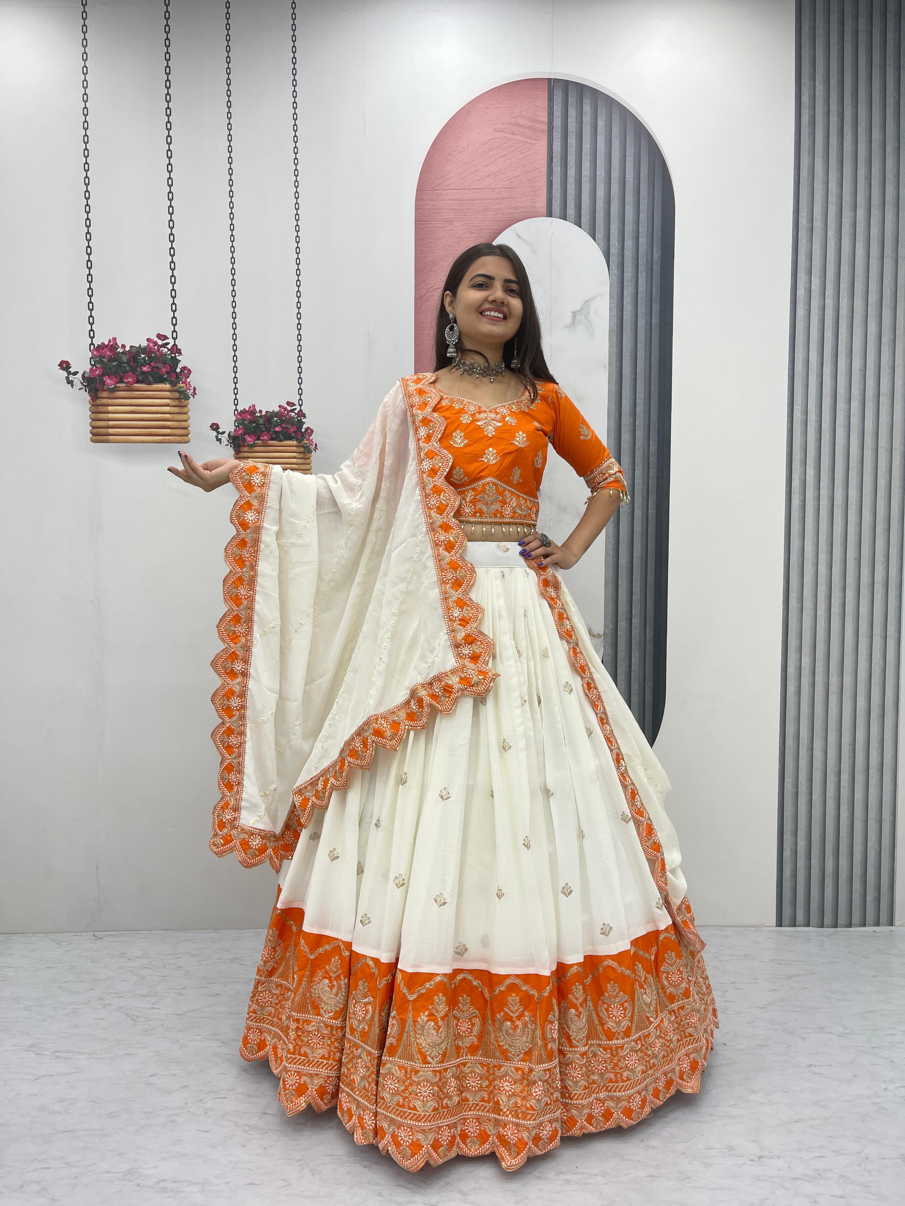 Chinon Heavy Embroidery Lehenga Choli