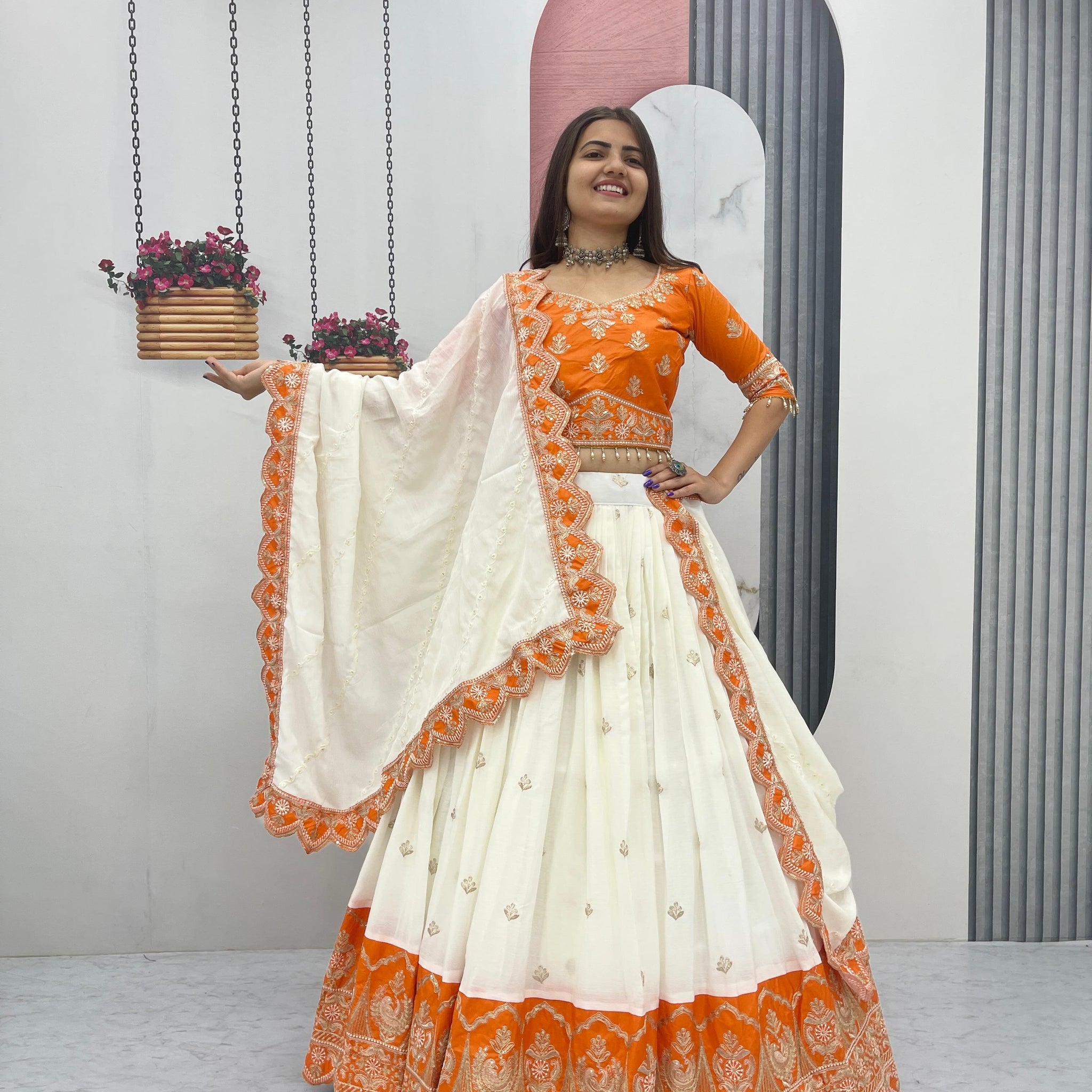 Chinon Heavy Embroidery Lehenga Choli