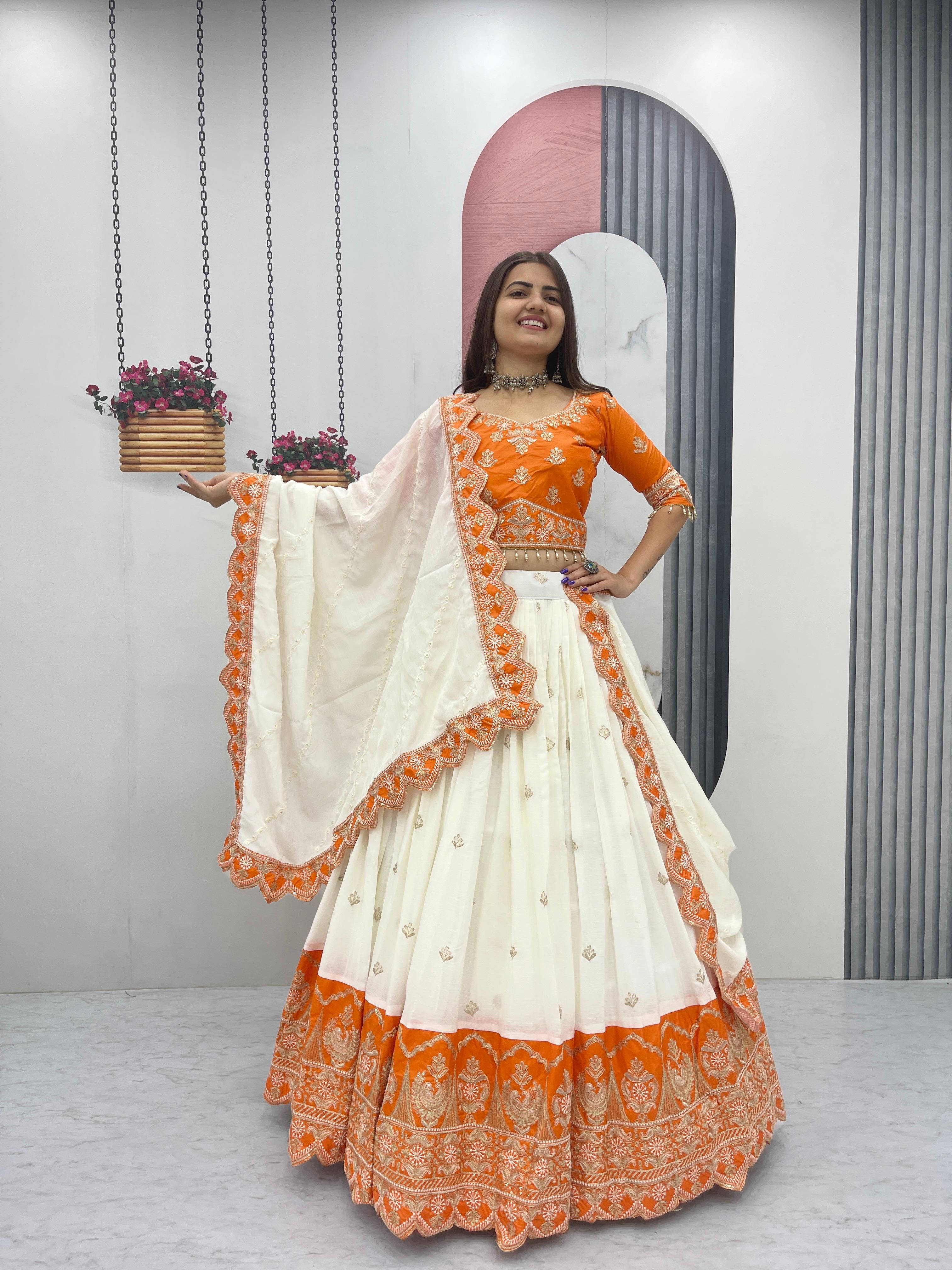 Chinon Heavy Embroidery Lehenga Choli