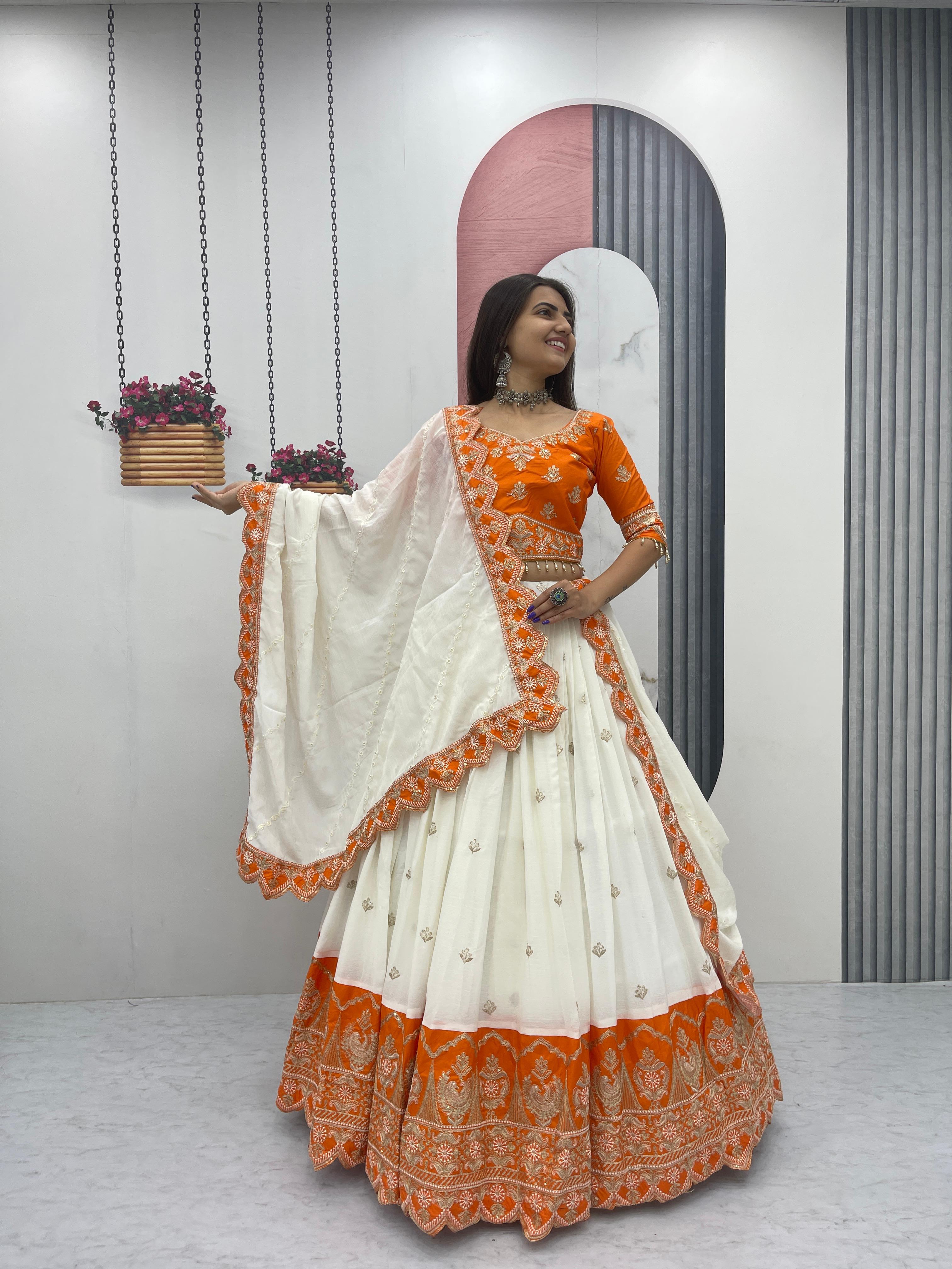 Chinon Heavy Embroidery Lehenga Choli