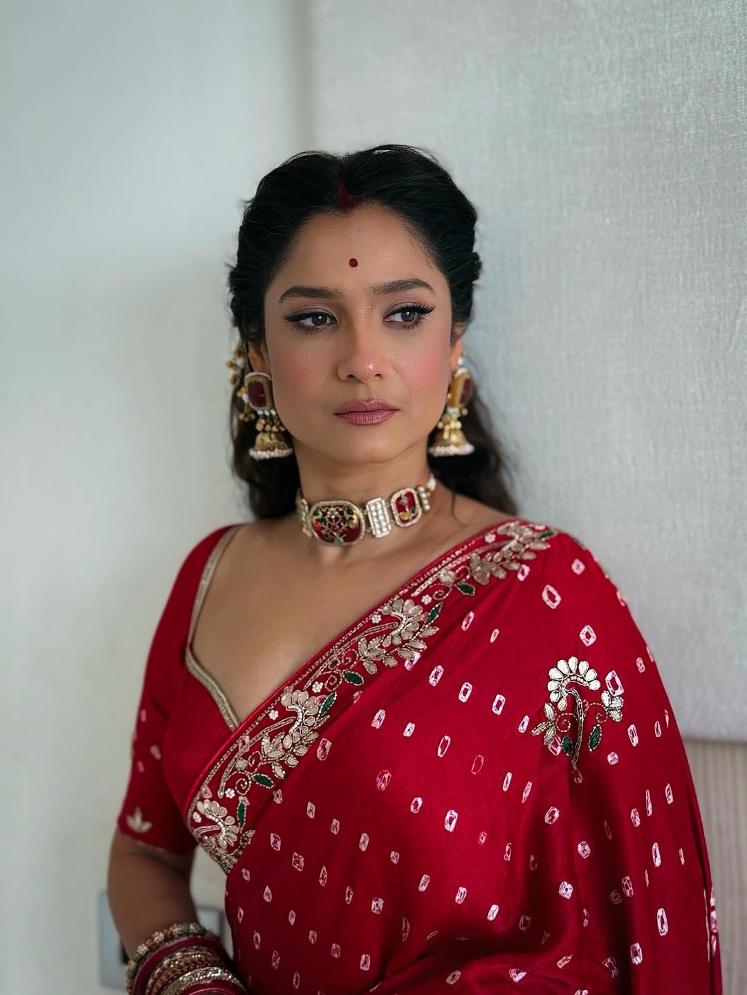 Gaji Silk Bandhej Saree With Gota Pati Work