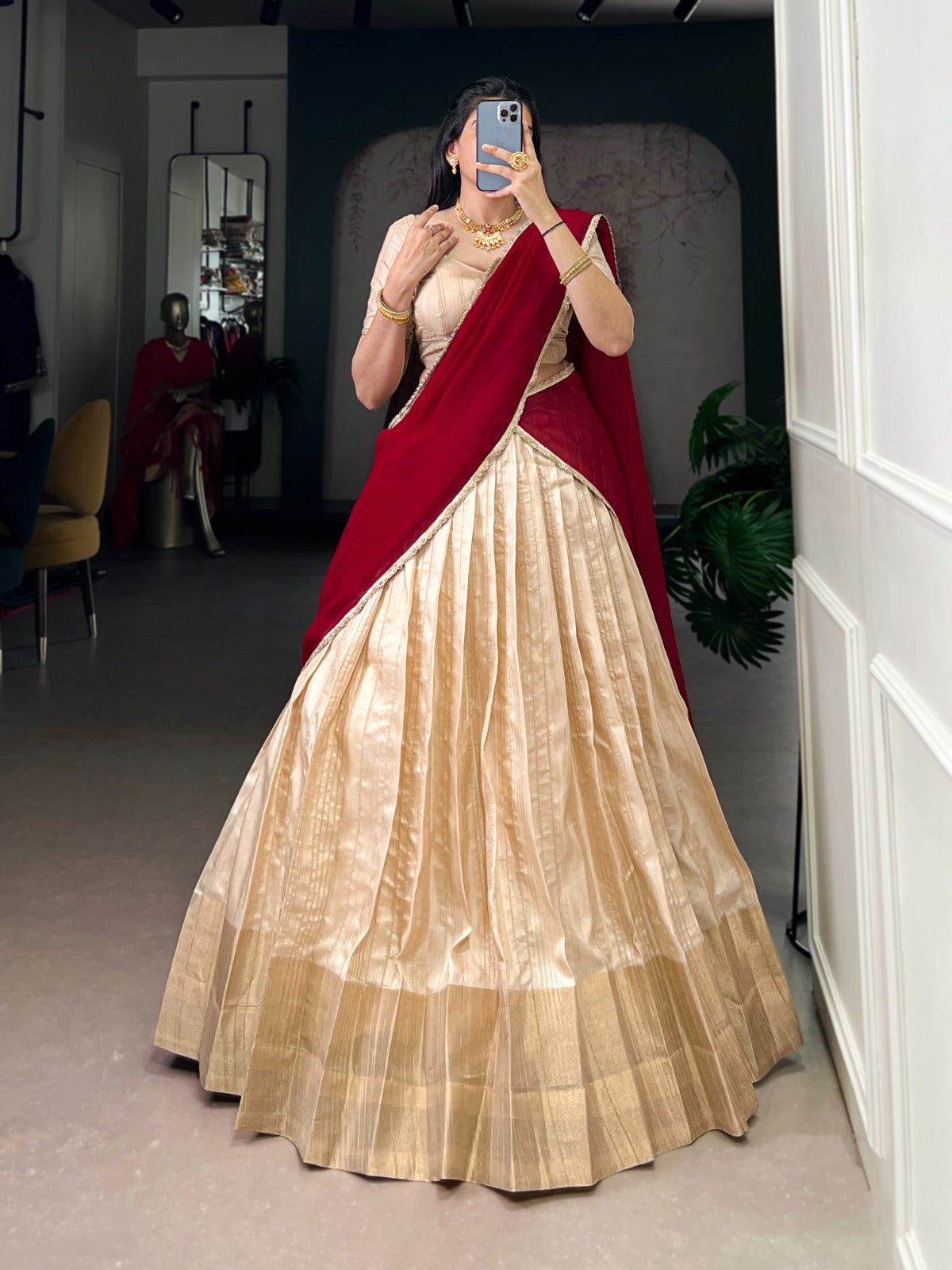 Handloom Zari Waving Work Lehenga