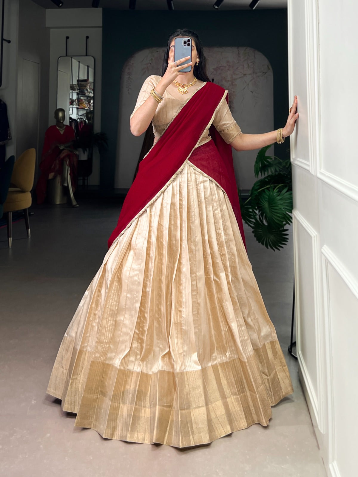 Handloom Zari Waving Work Lehenga