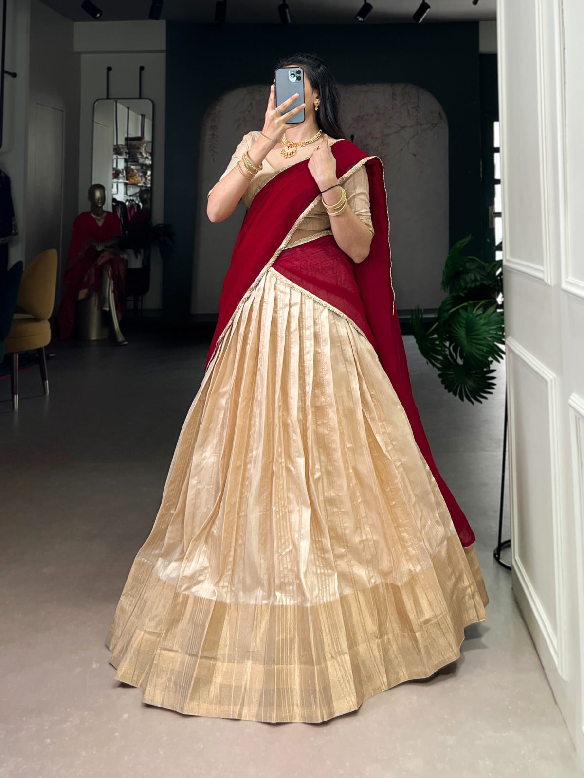 Handloom Zari Waving Work Lehenga