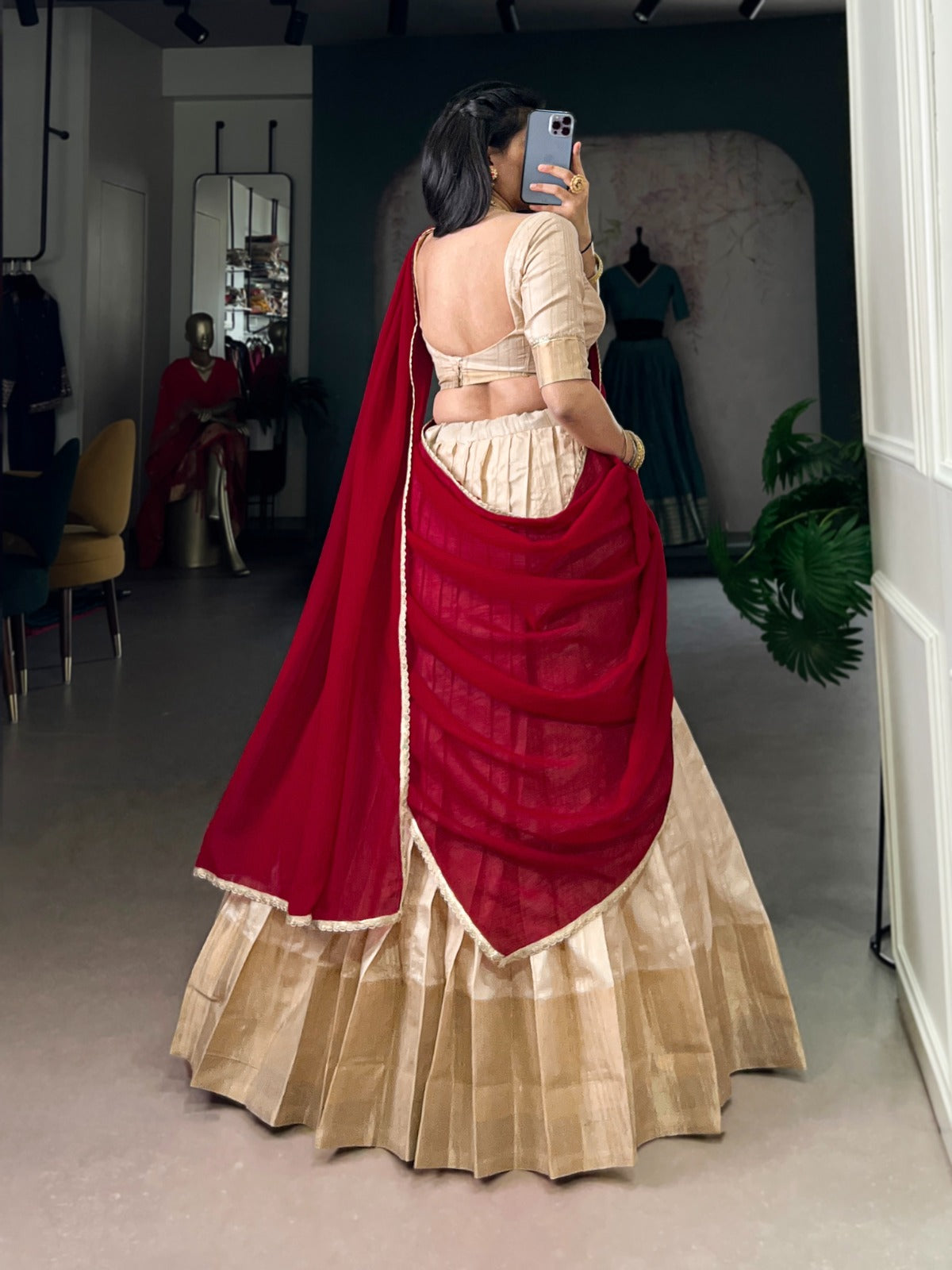 Handloom Zari Waving Work Lehenga