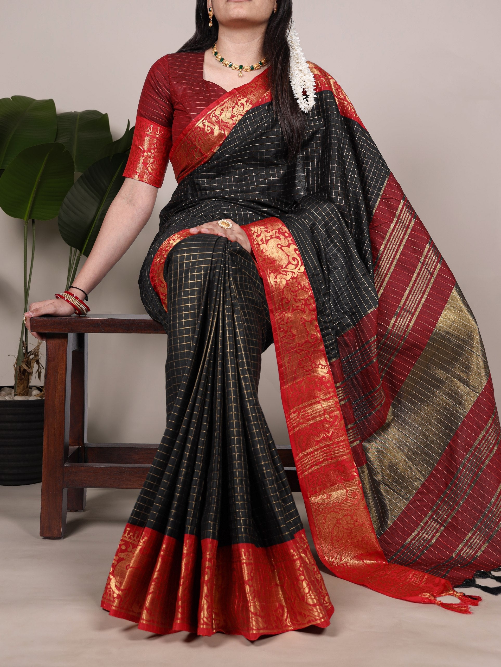 Poly cotton with Zari borders