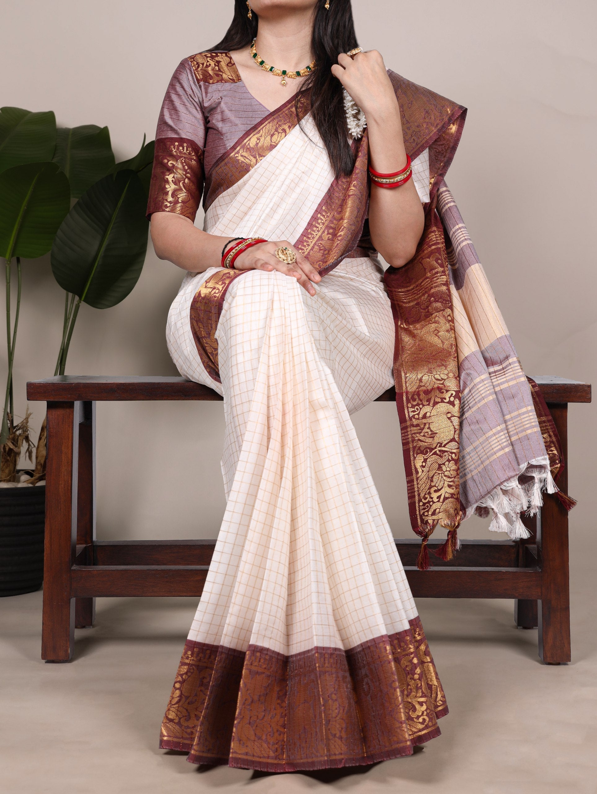 Poly cotton with Zari borders