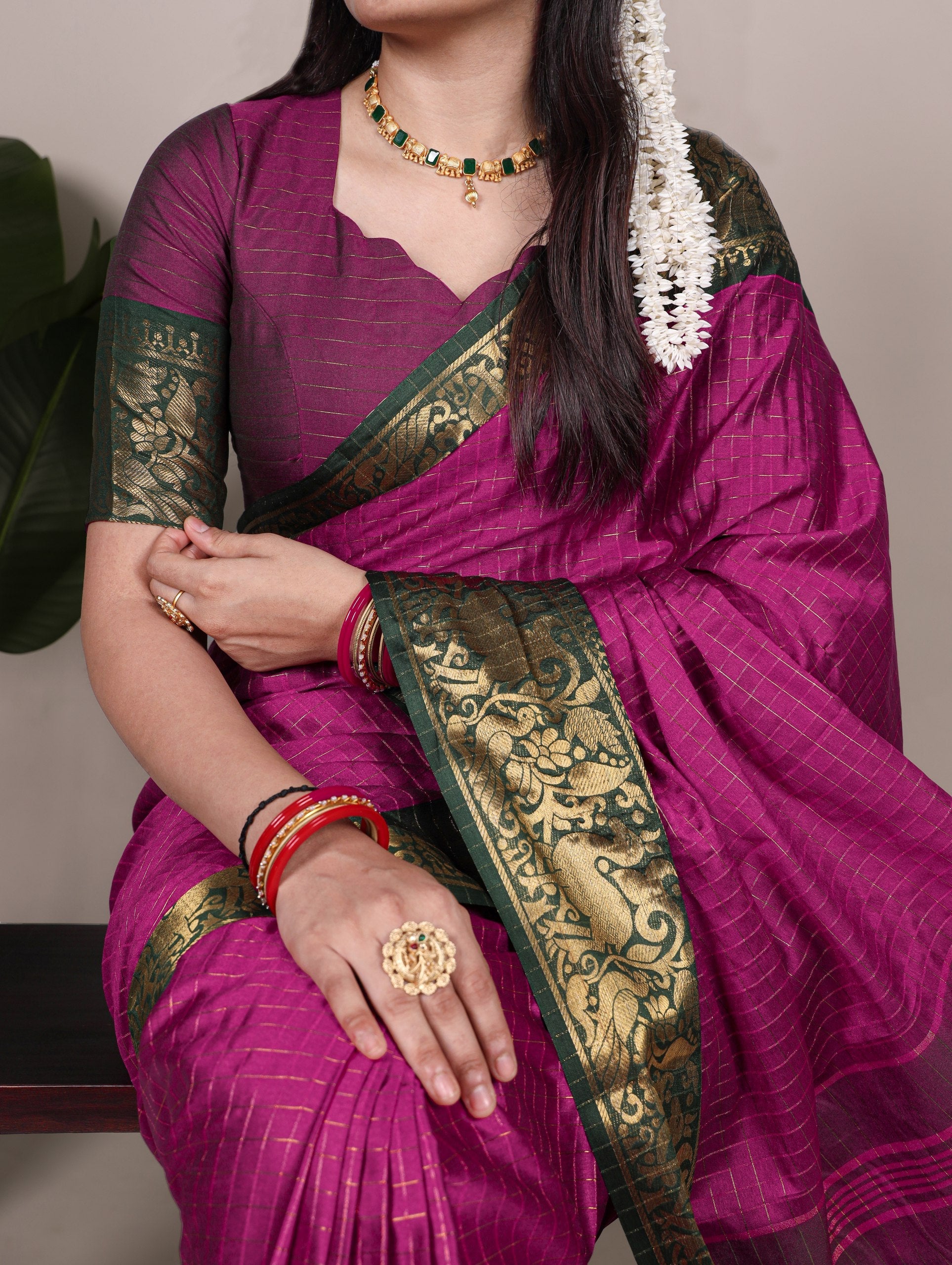 Poly cotton with Zari borders