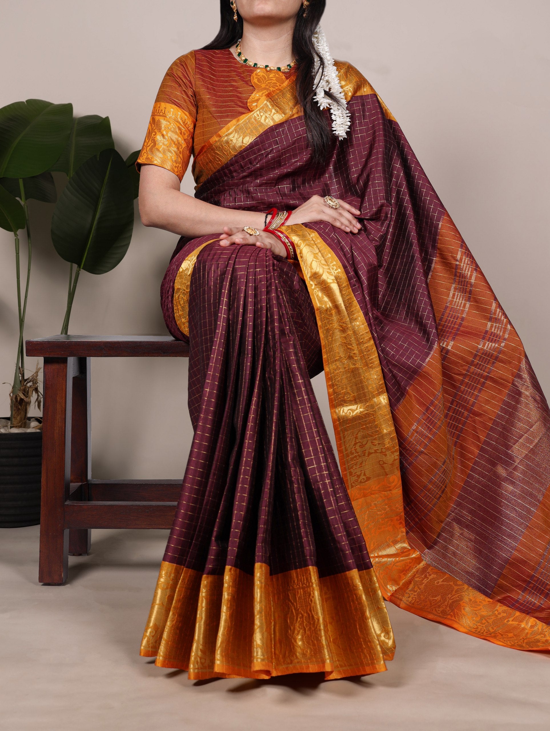 Poly cotton with Zari borders
