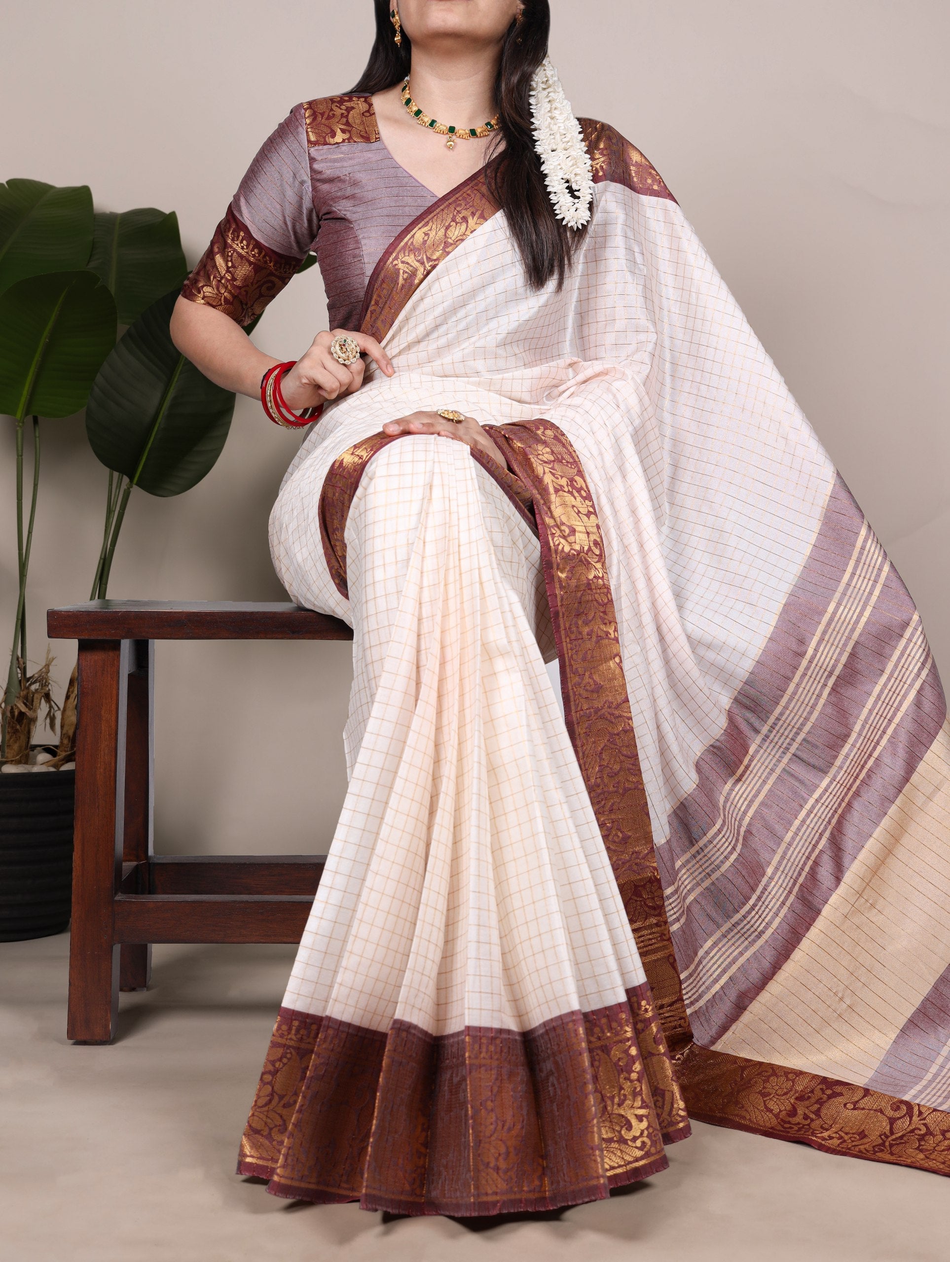 Poly cotton with Zari borders
