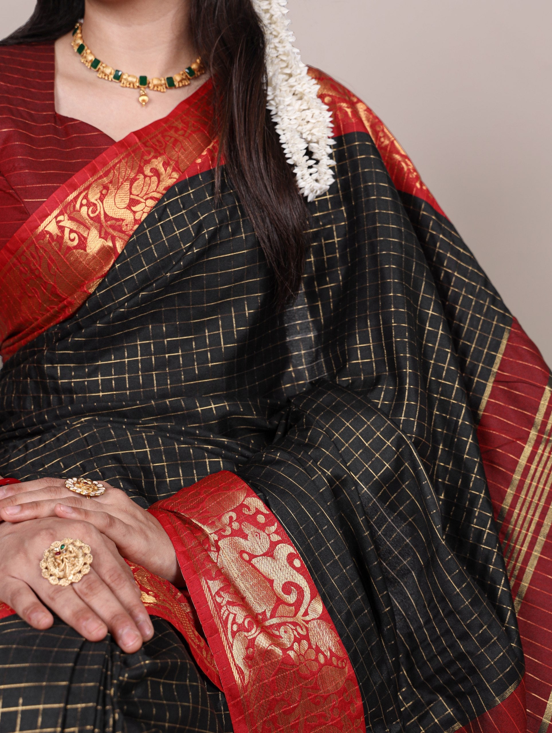 Poly cotton with Zari borders