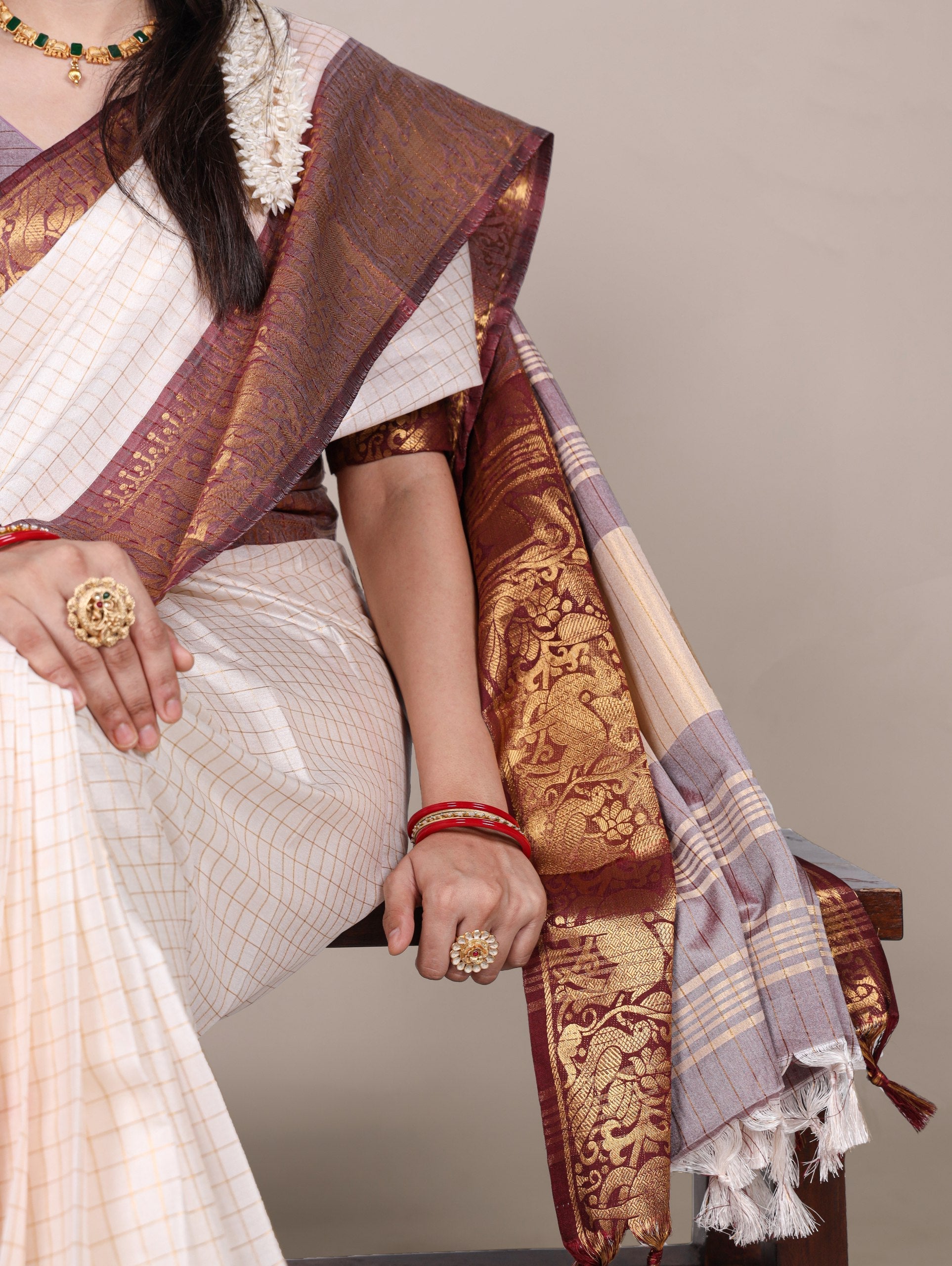 Poly cotton with Zari borders