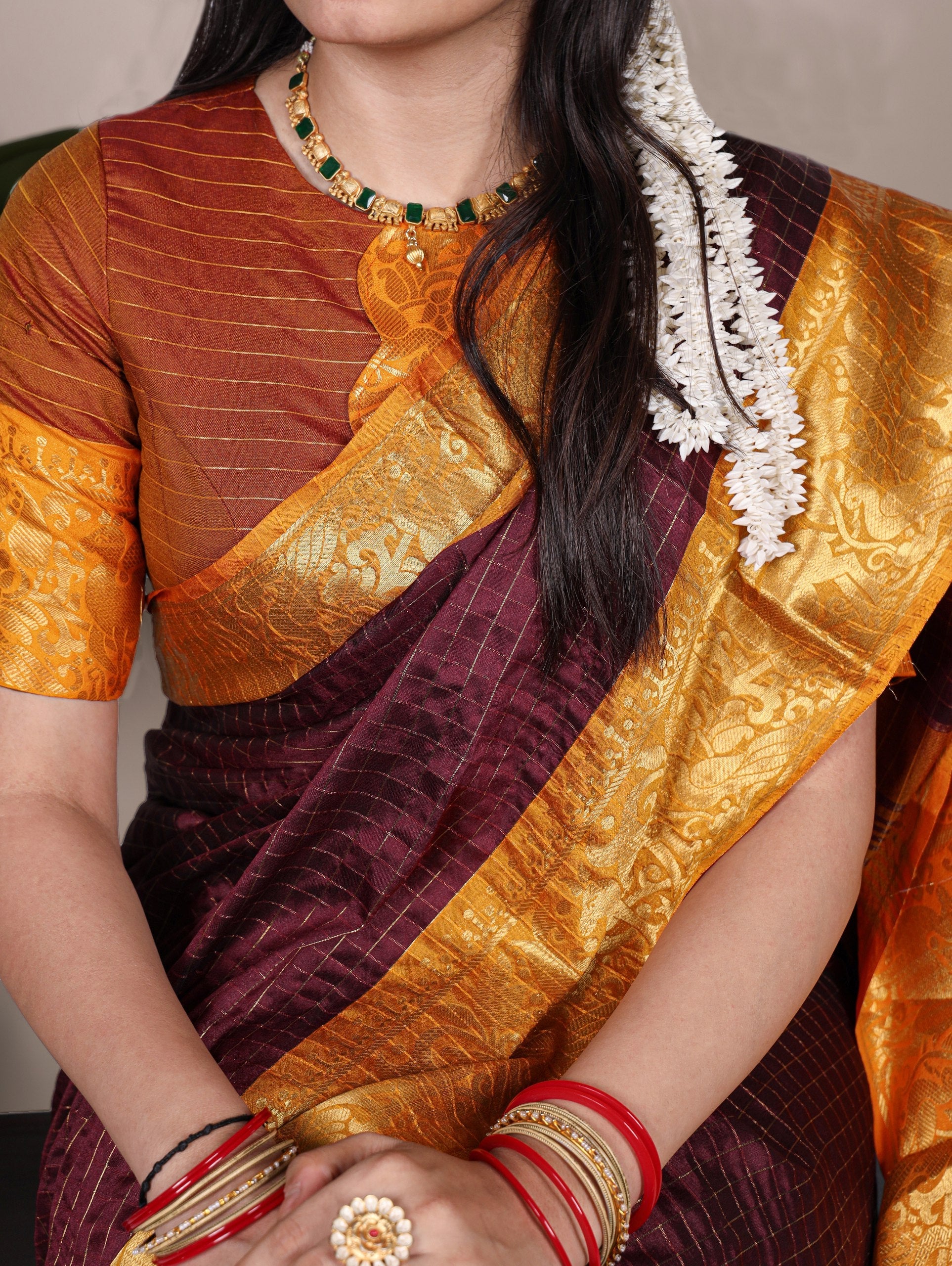 Poly cotton with Zari borders