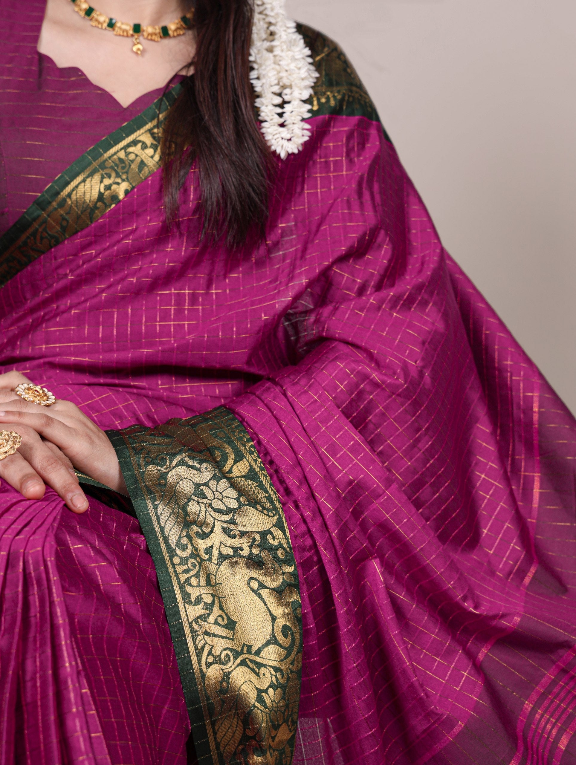 Poly cotton with Zari borders