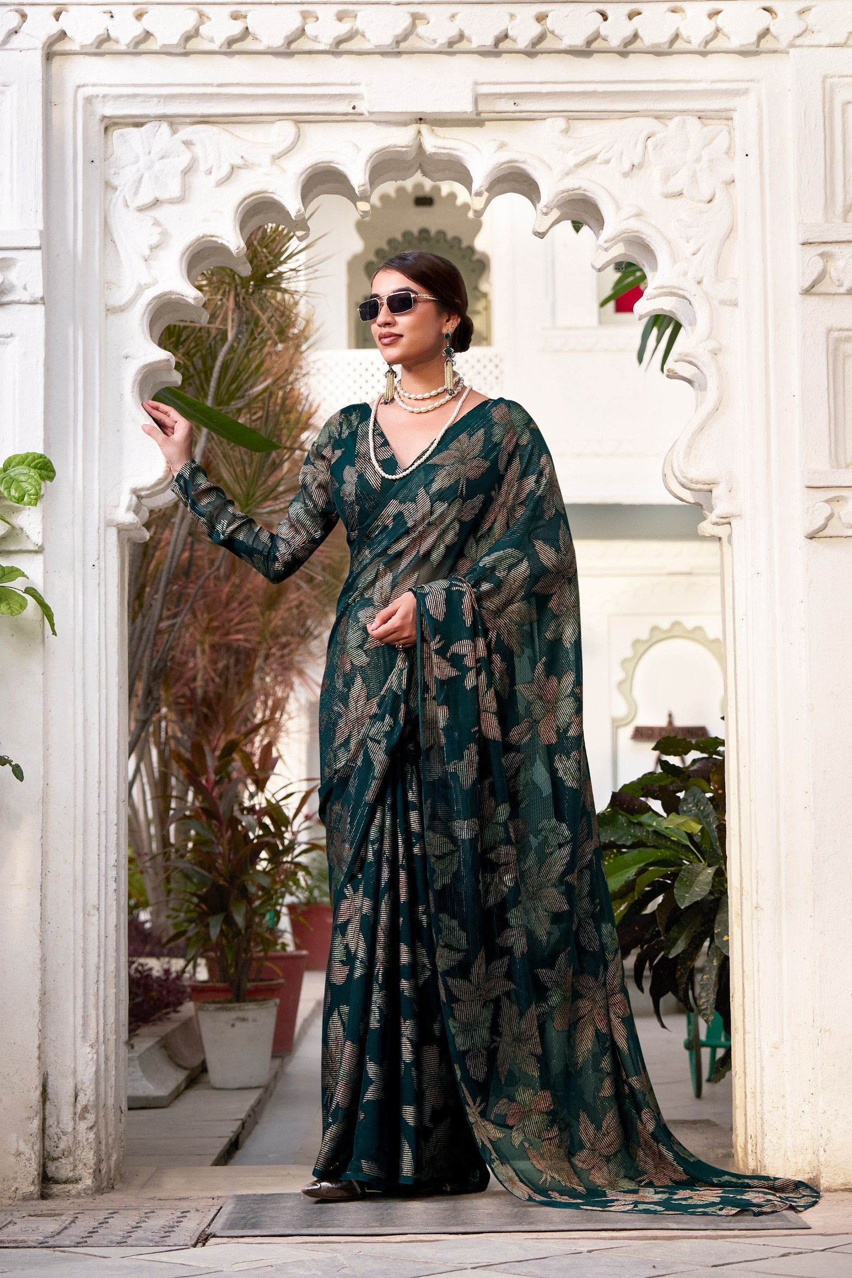 Floral Lurex Brasso saree