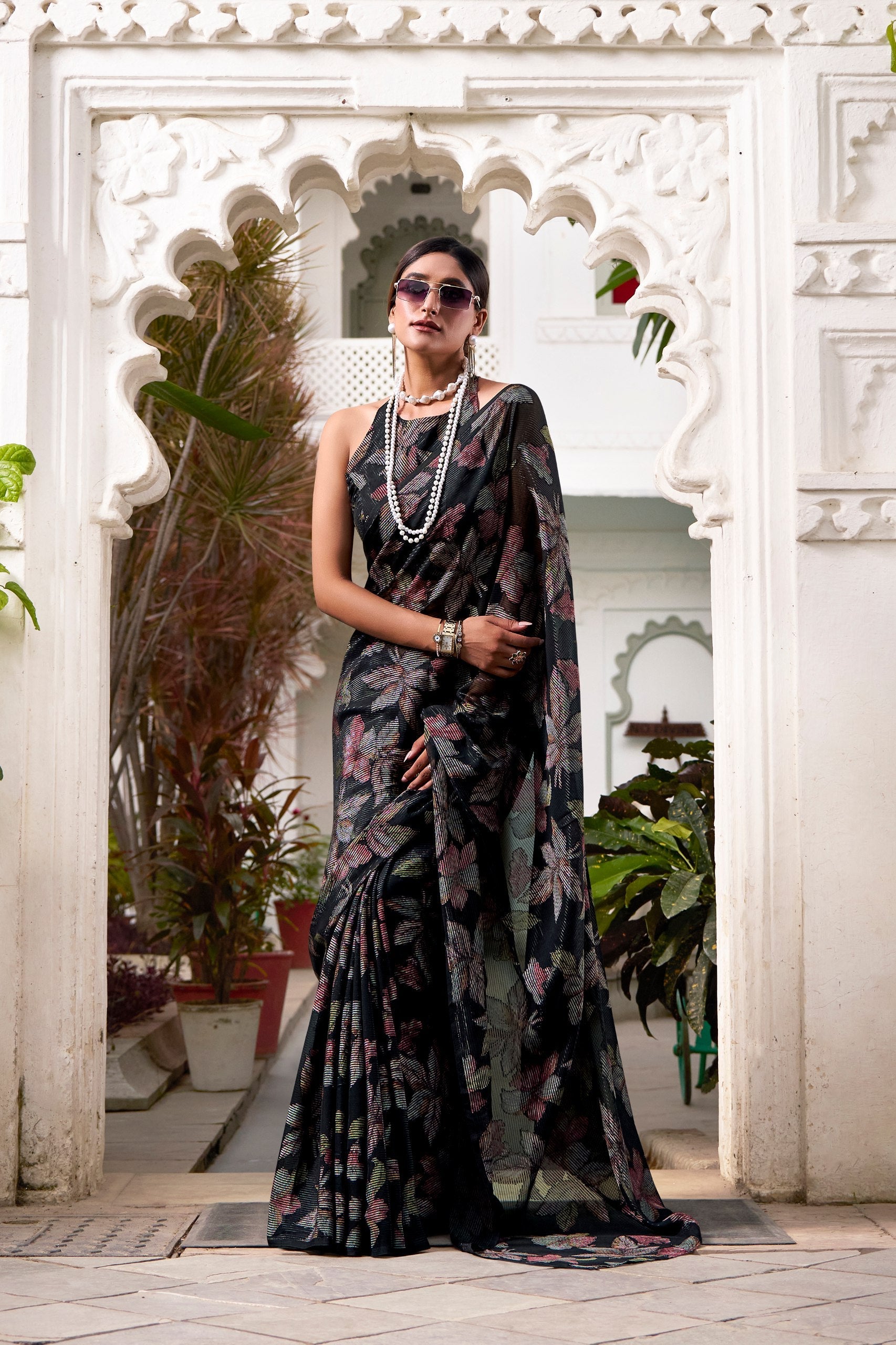 Floral Lurex Brasso saree