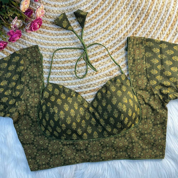 Ajrakh cotton halter neck blouse