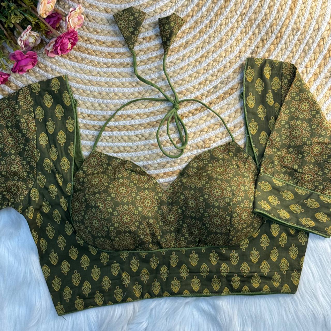 Ajrakh cotton halter neck blouse