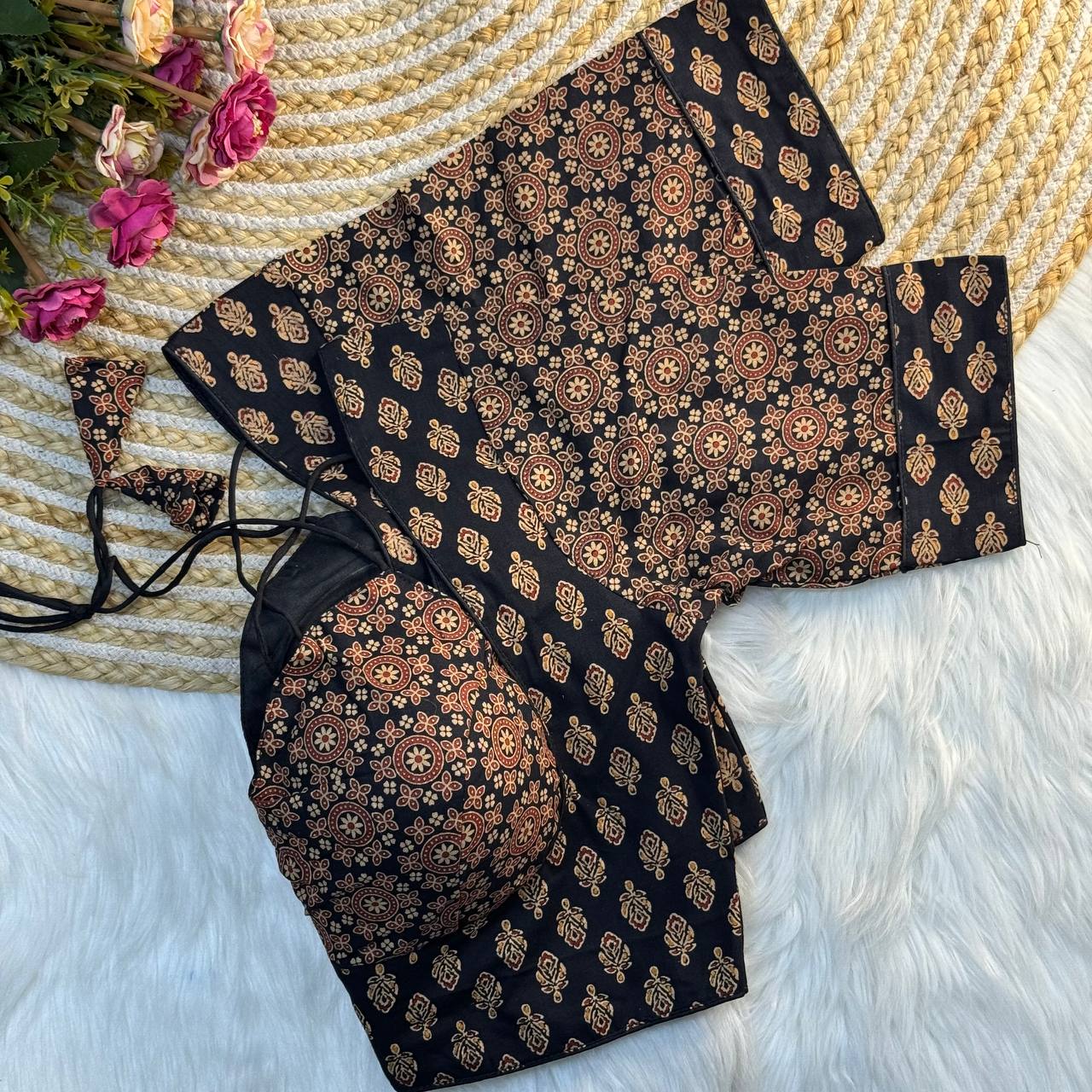 Ajrakh cotton halter neck blouse