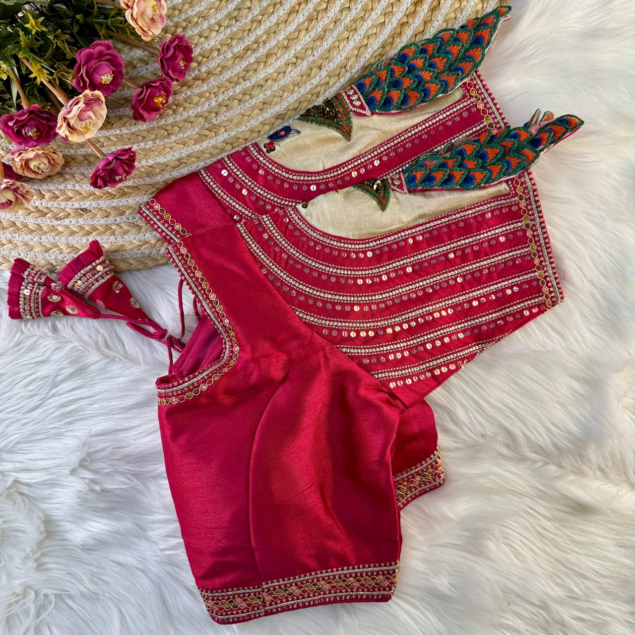 Wedding special real 3D peacock Blouse