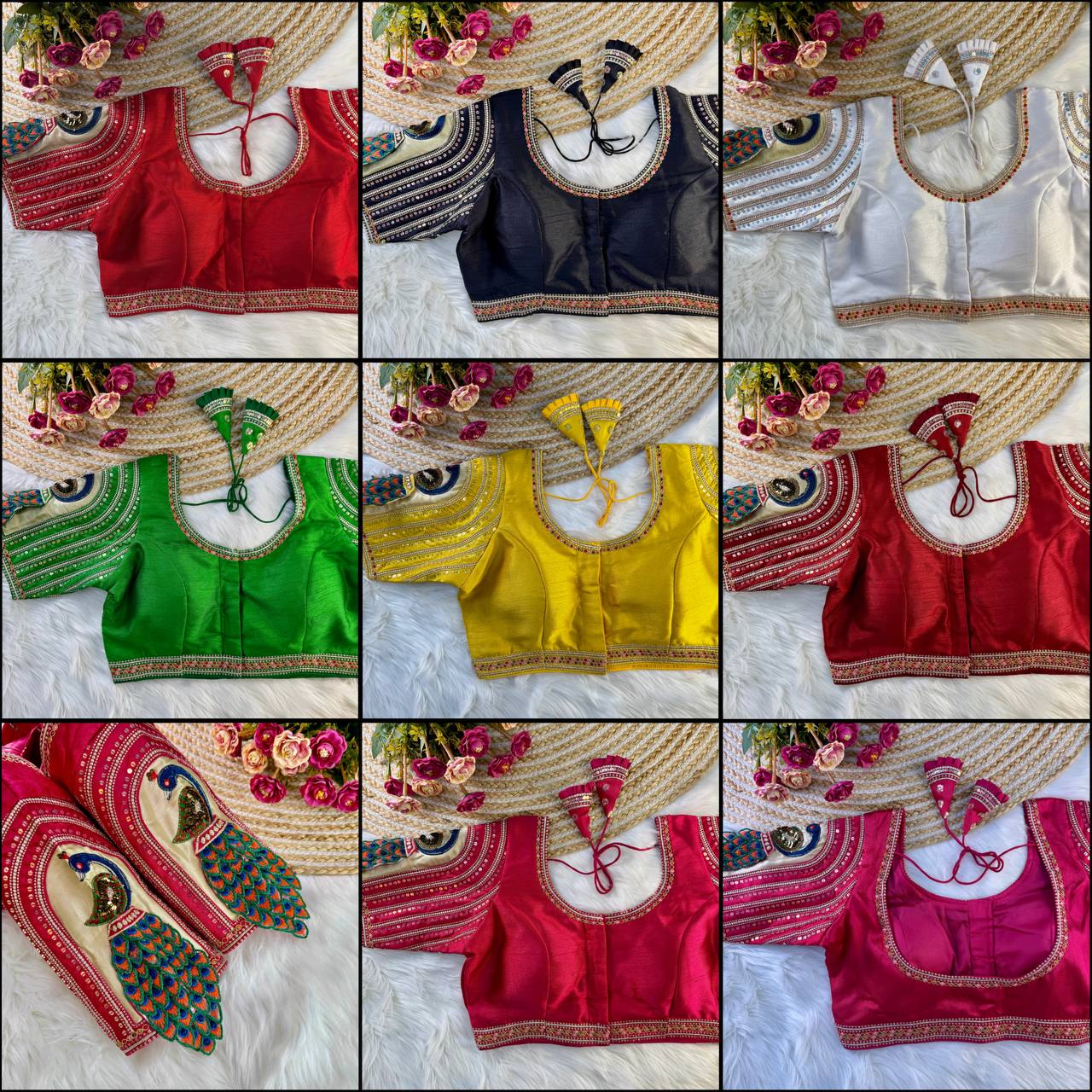 Wedding special real 3D peacock Blouse