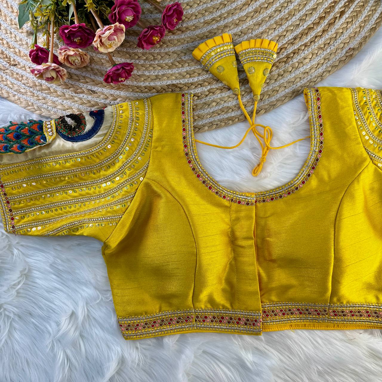 Wedding special real 3D peacock Blouse