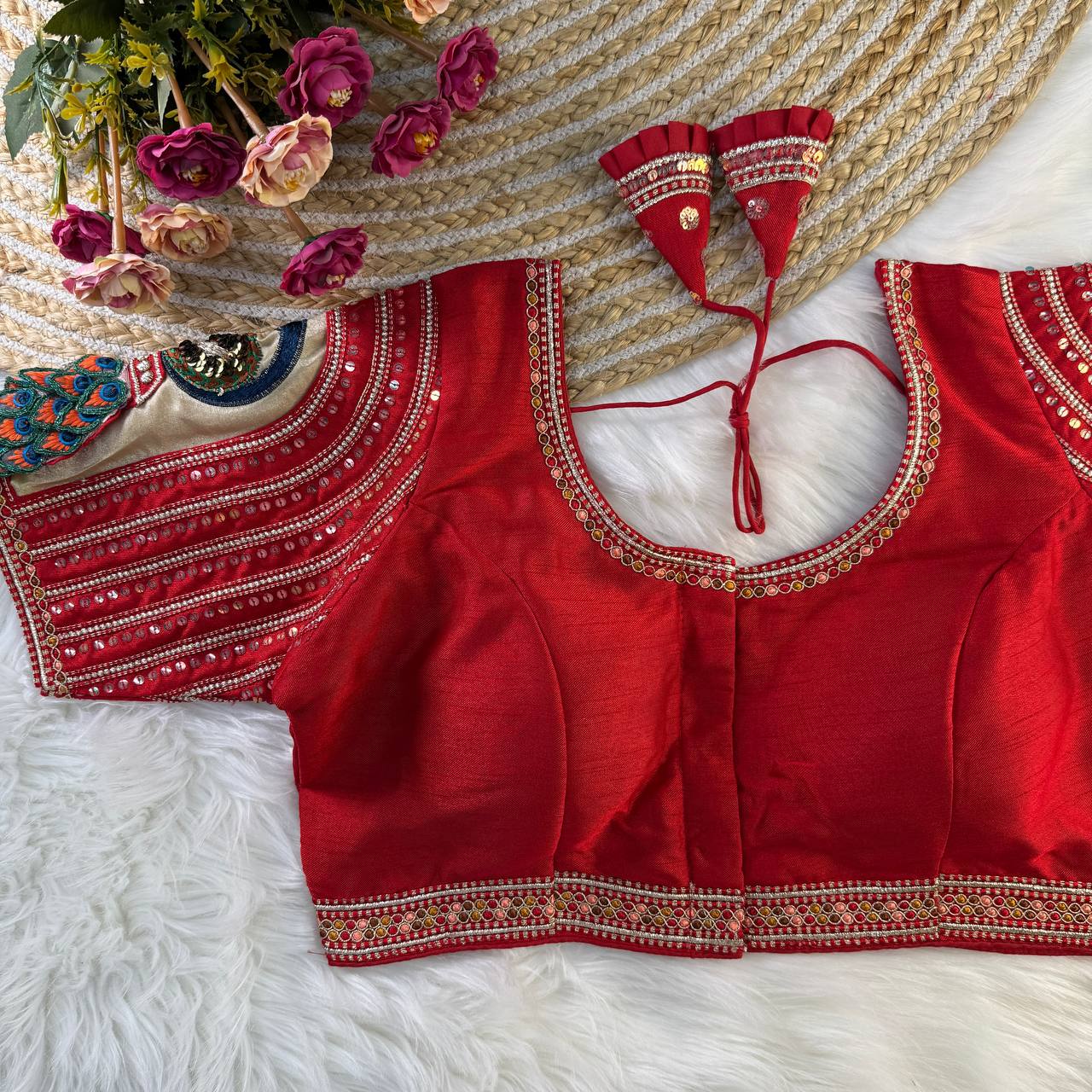 Wedding special real 3D peacock Blouse