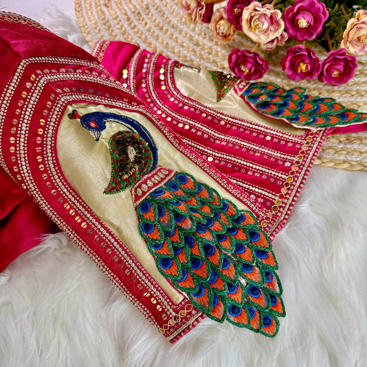 Wedding special real 3D peacock Blouse