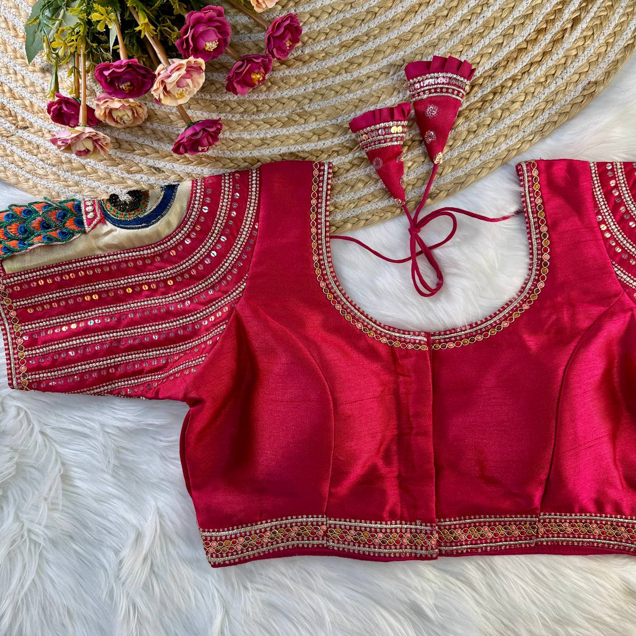 Wedding special real 3D peacock Blouse