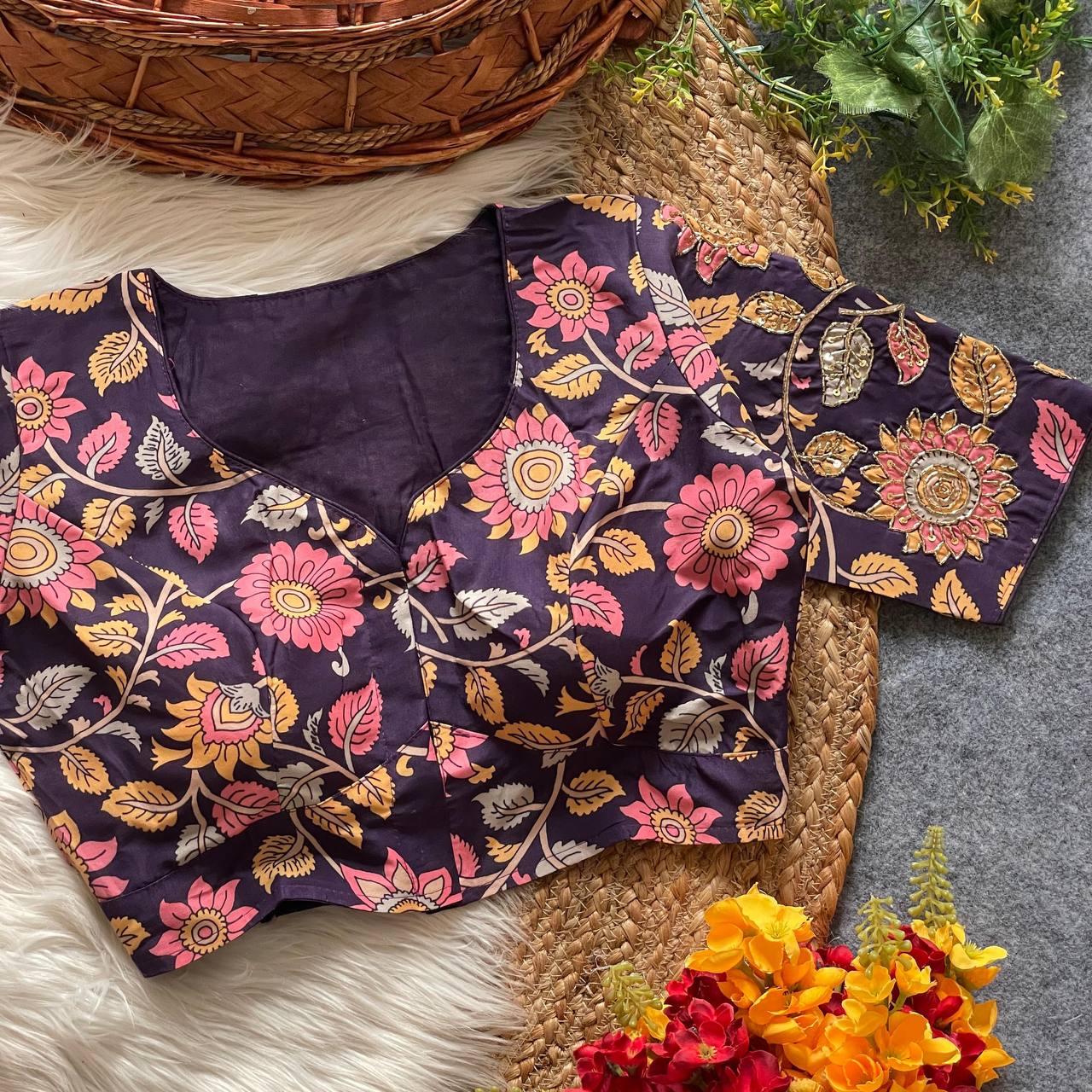 Pure cotton print silk with handmade boutique style