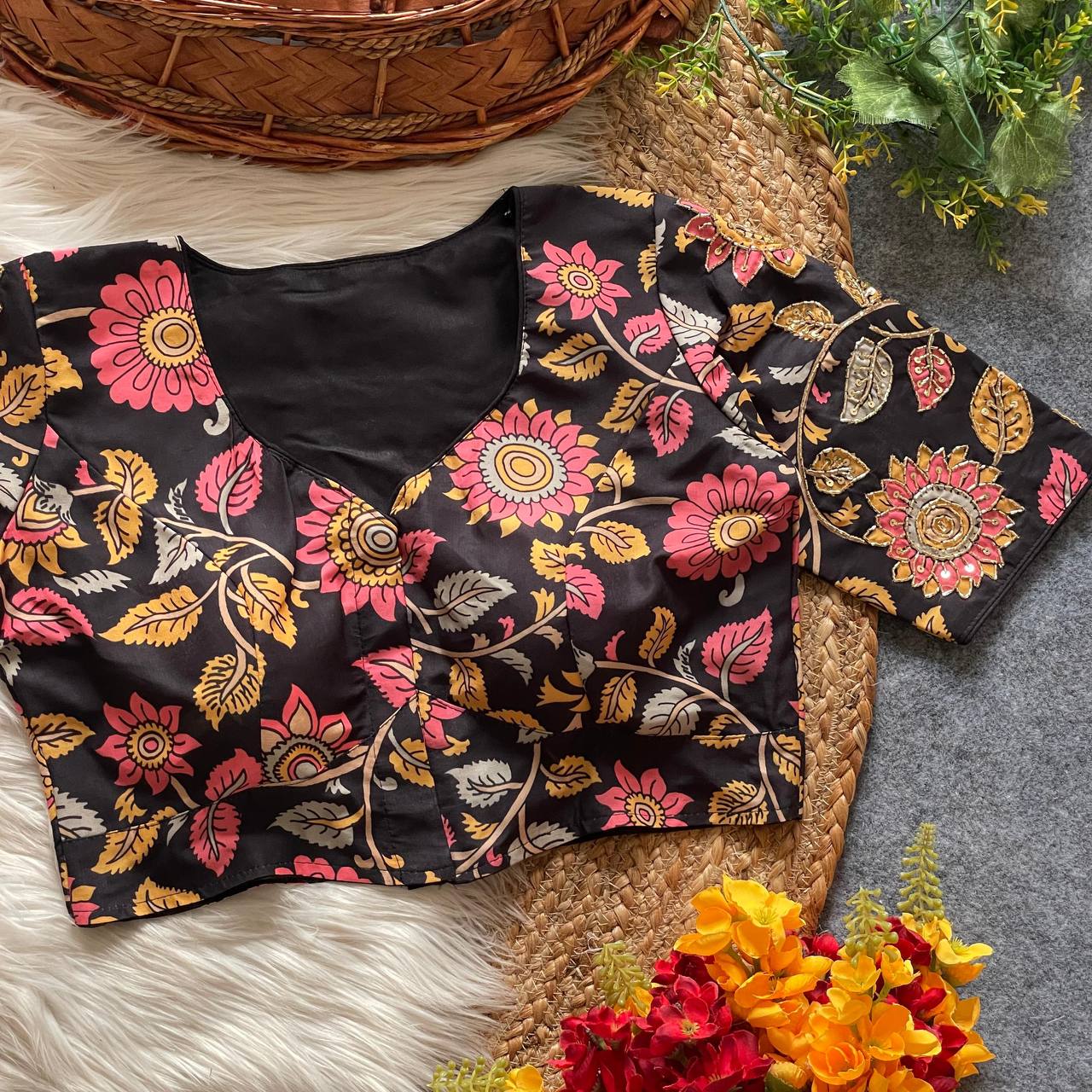 Pure cotton print silk with handmade boutique style