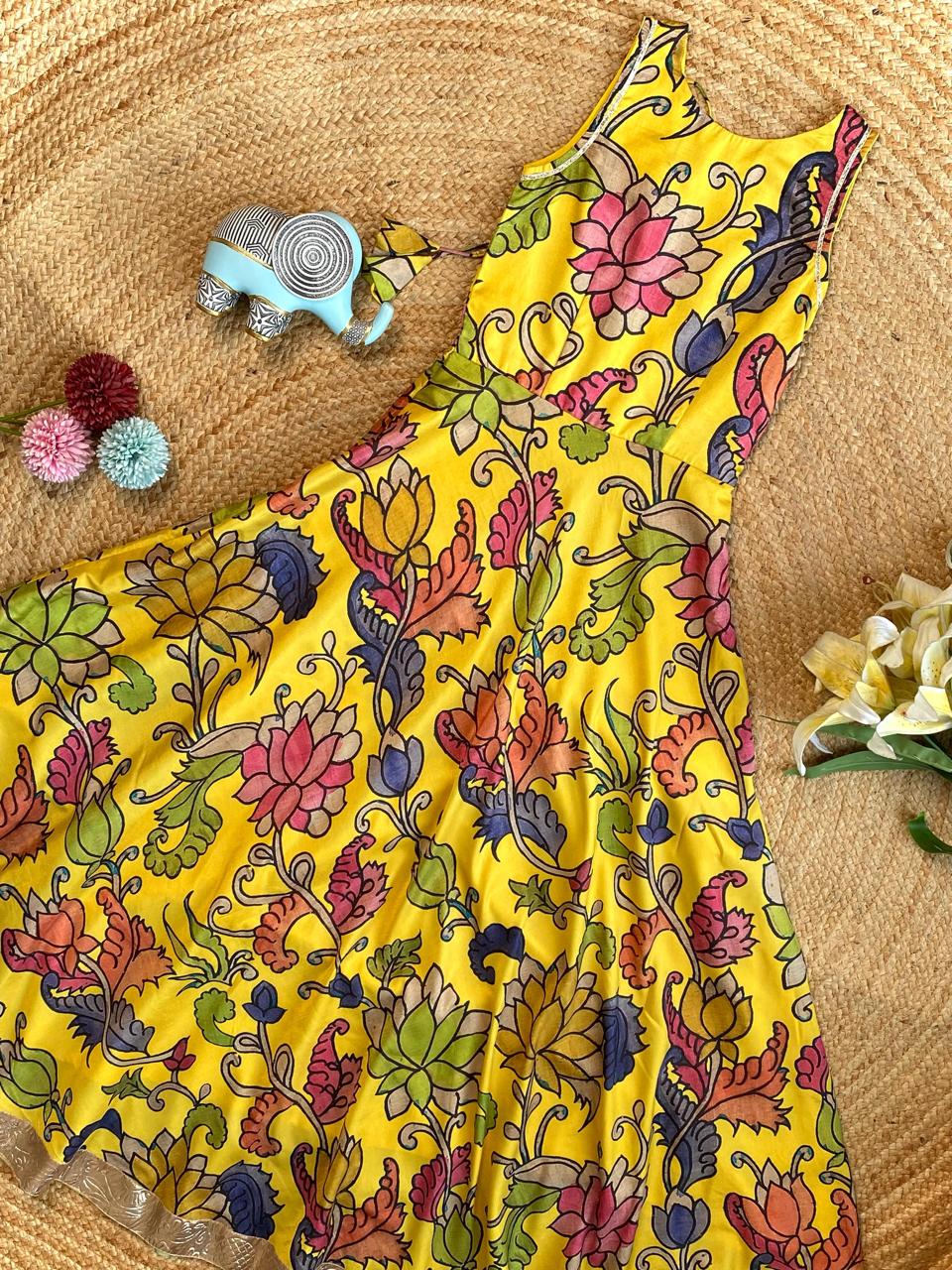 Kalamkari floral print gown