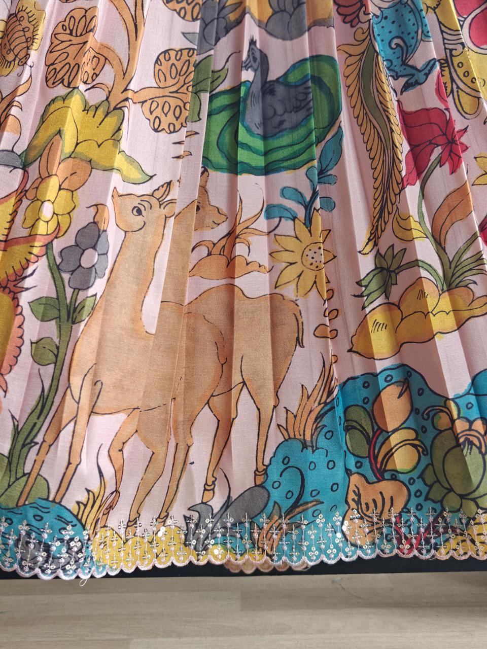 Charming set of kalamkari motifs accented with embroidered highlights