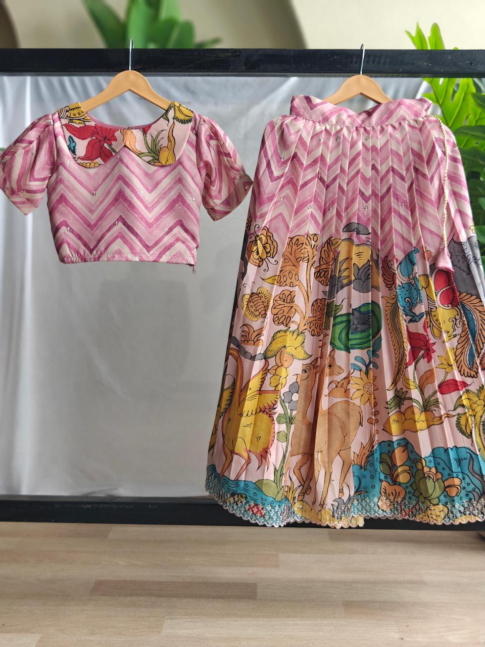 Charming set of kalamkari motifs accented with embroidered highlights