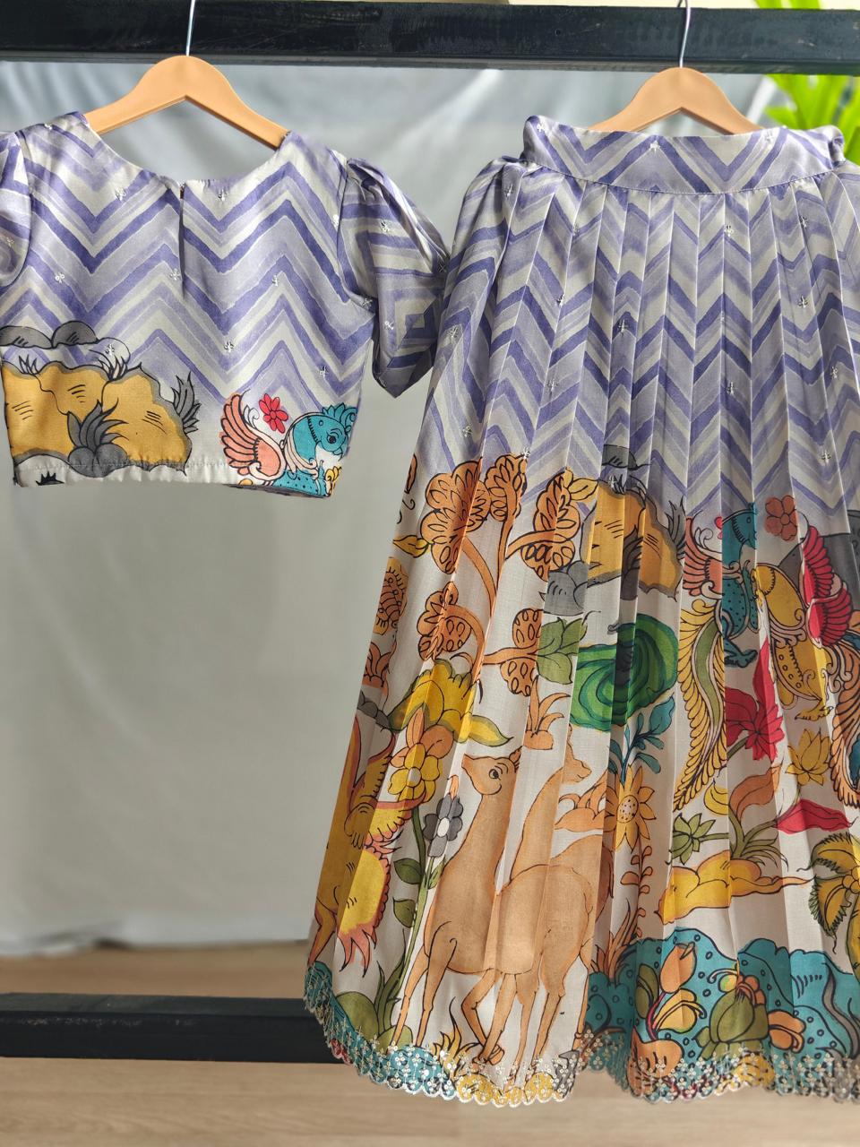 Charming set of kalamkari motifs accented with embroidered highlights