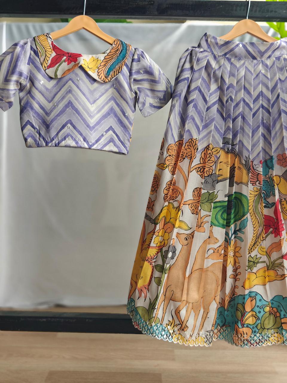 Charming set of kalamkari motifs accented with embroidered highlights