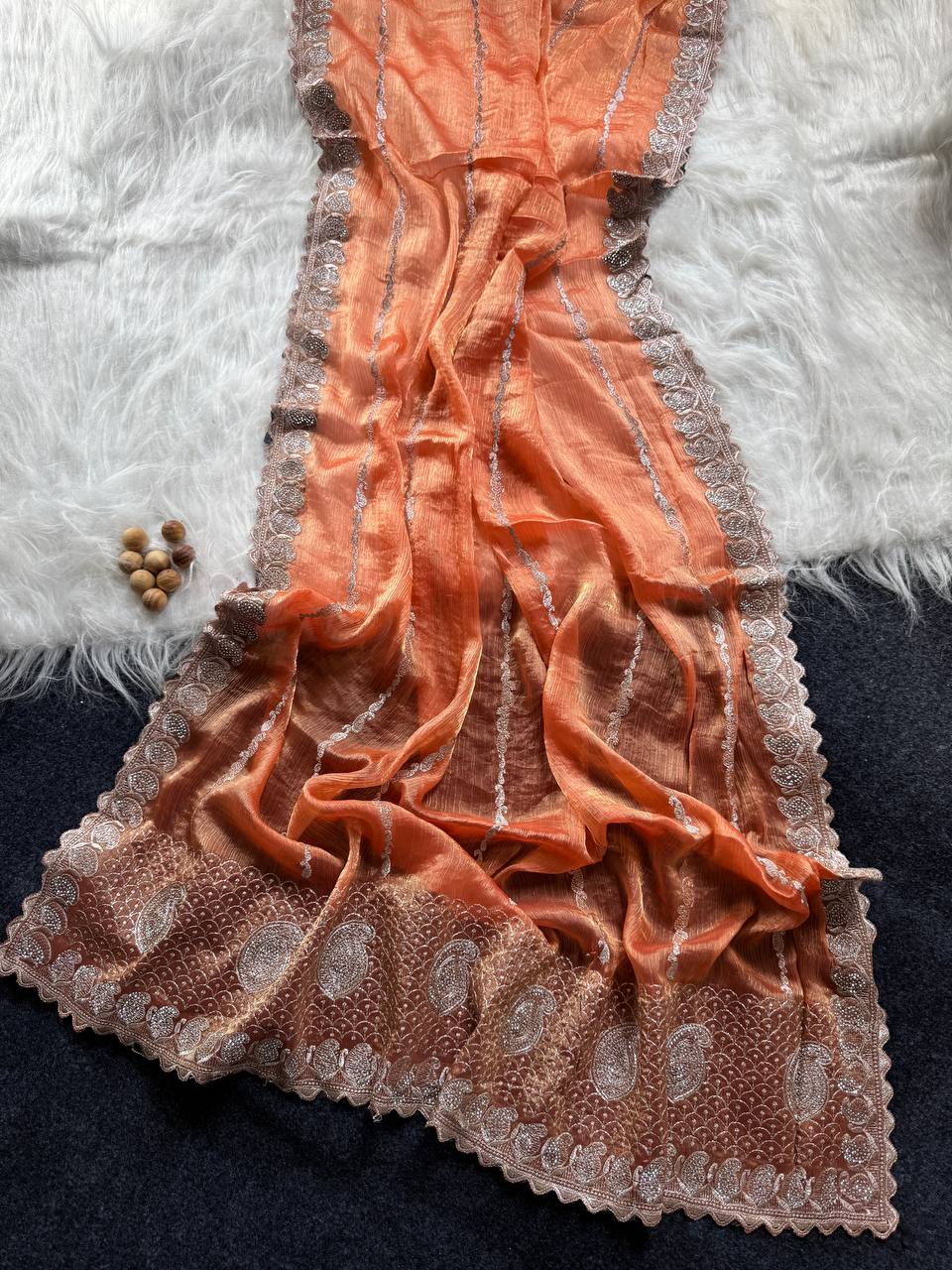 JimmyChoo Silk Zari Saree