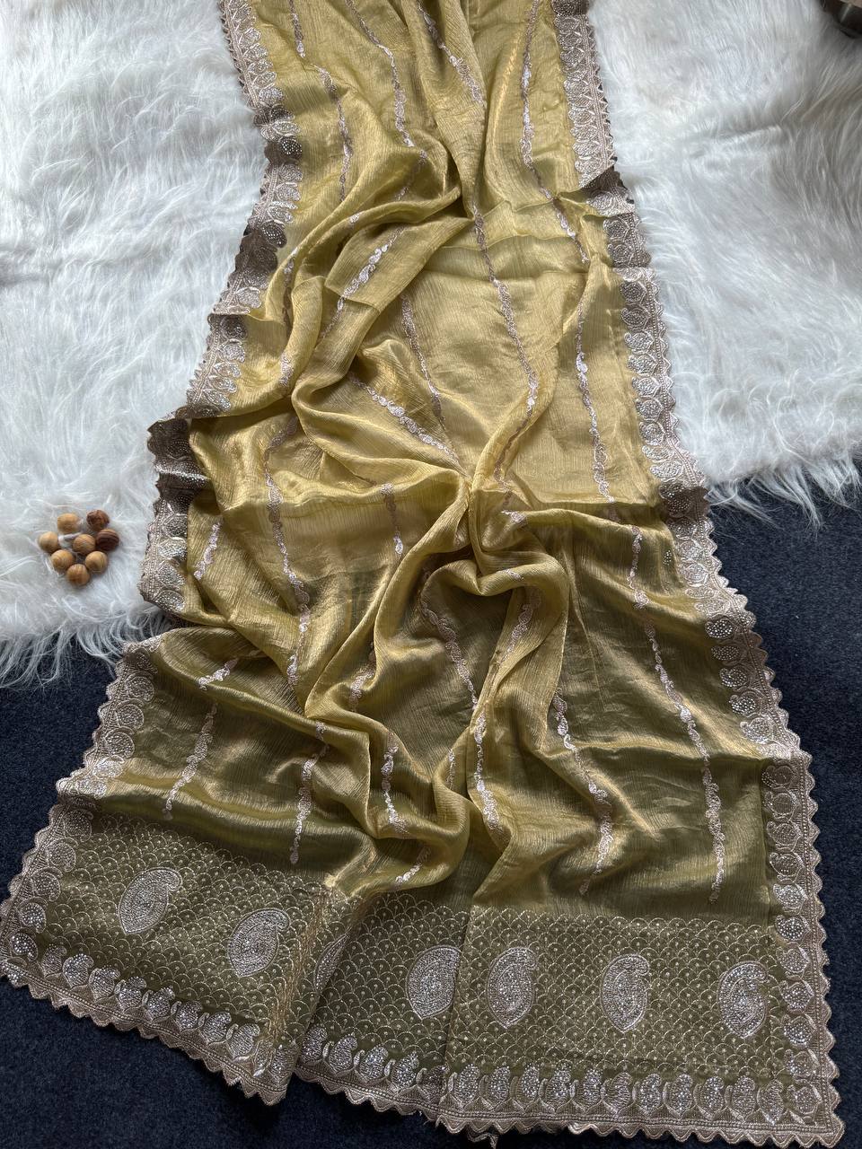 JimmyChoo Silk Zari Saree