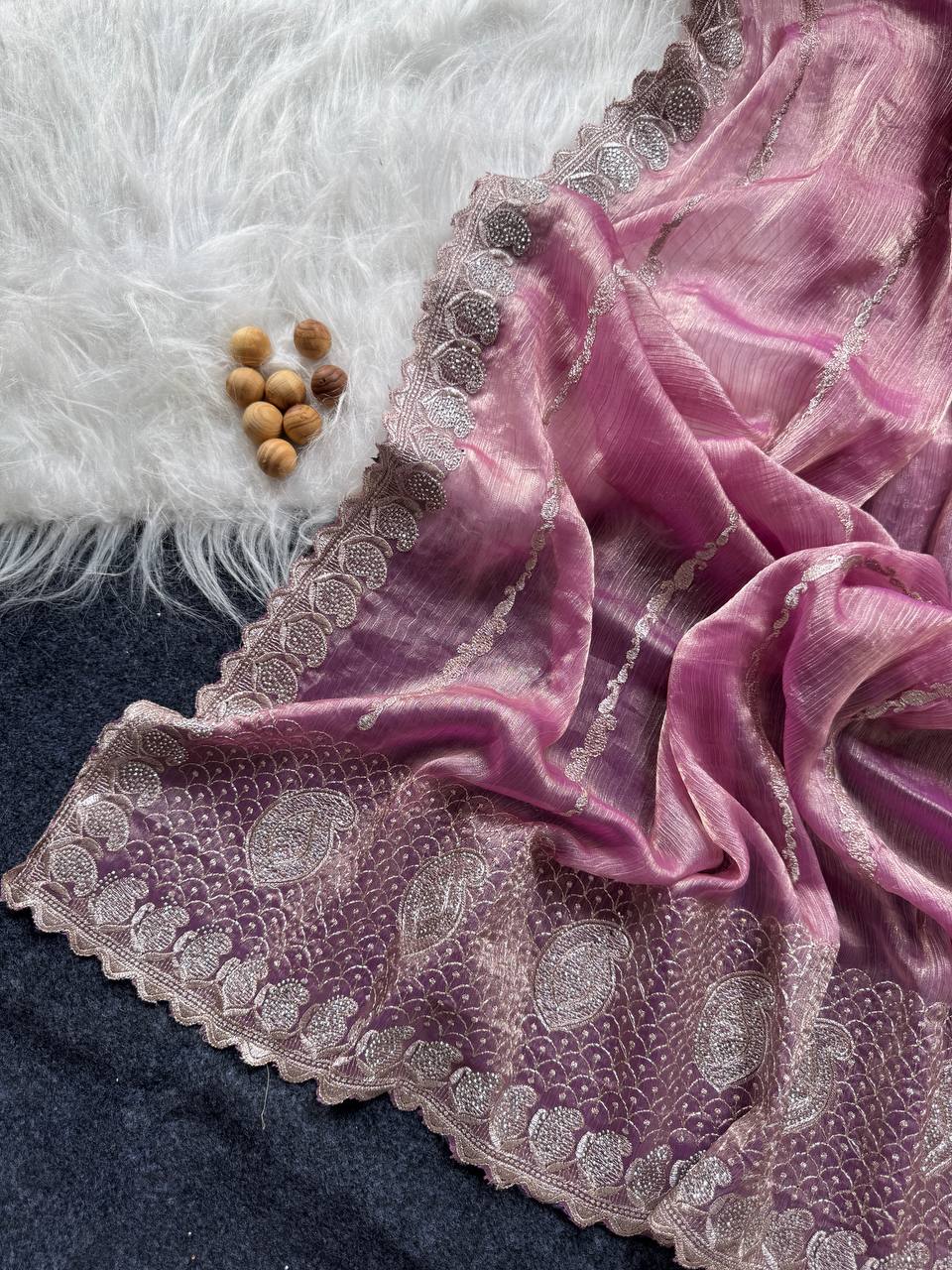 JimmyChoo Silk Zari Saree