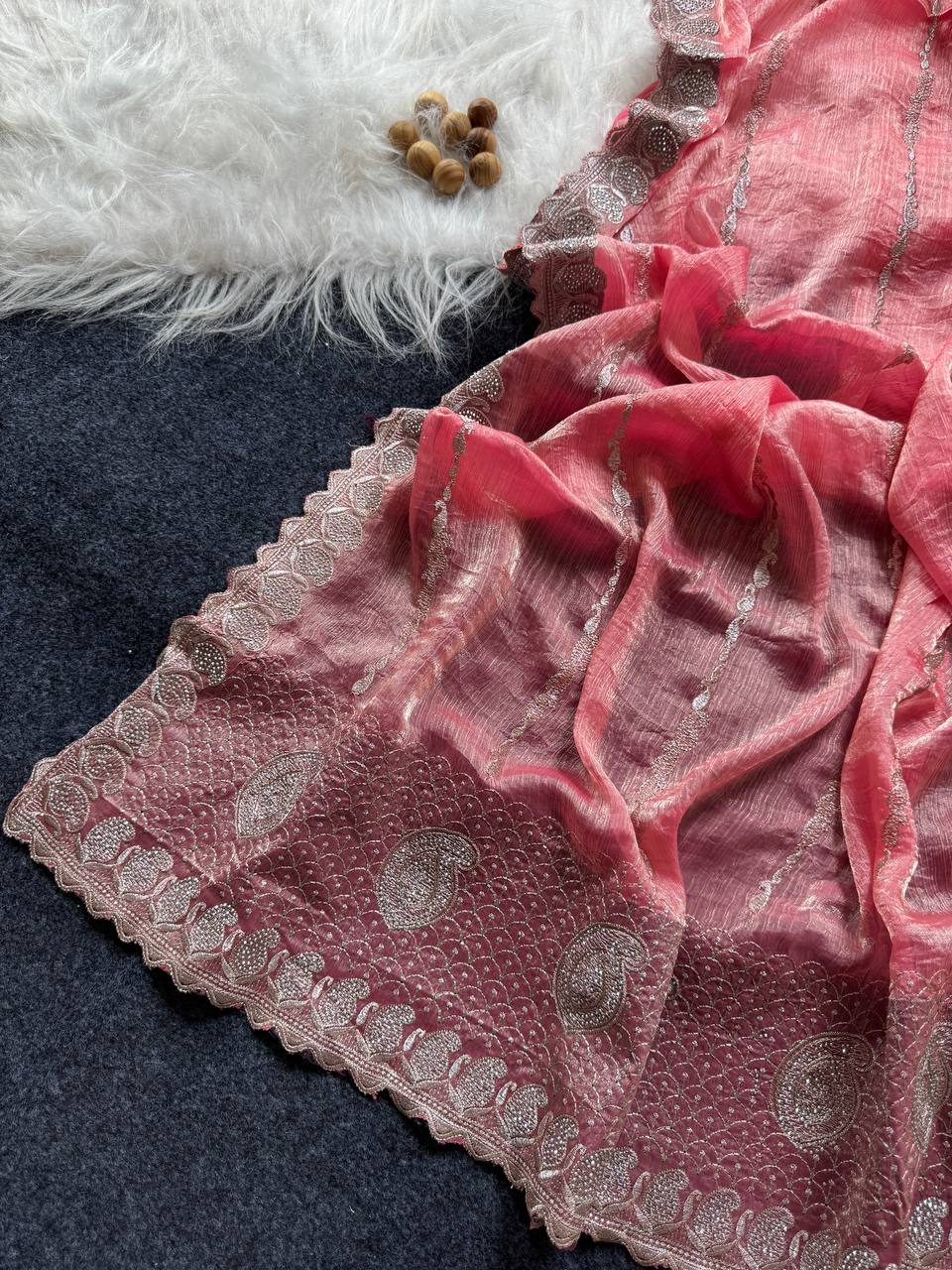 JimmyChoo Silk Zari Saree